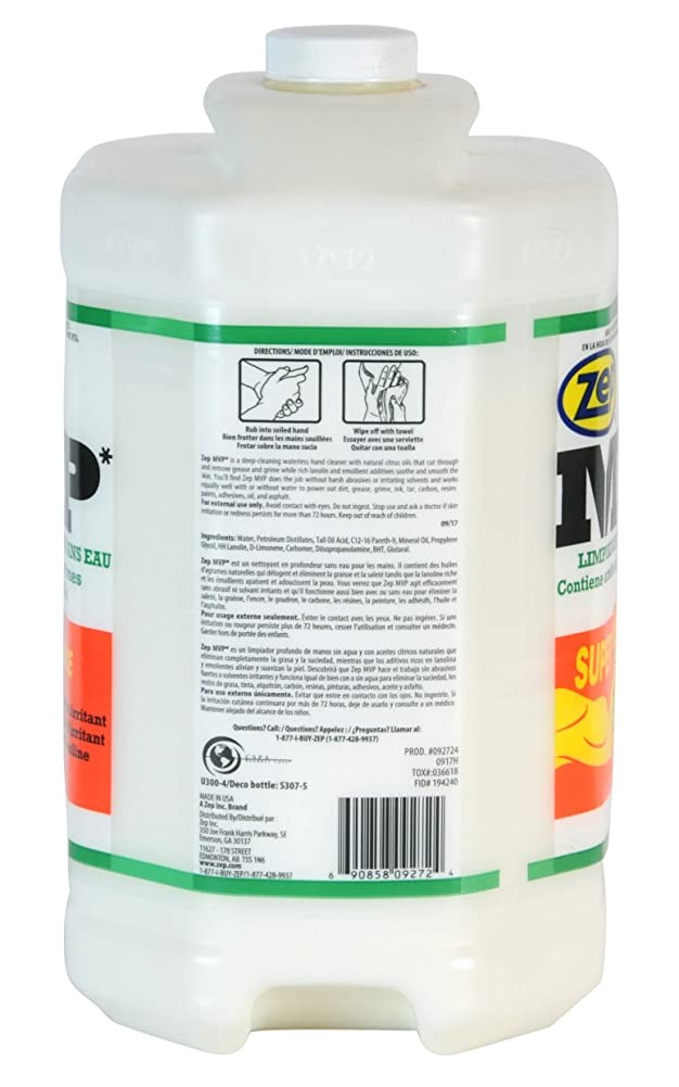 Zep MVP Waterless Hand Cleaner 128 oz (Case of 4) – Super Strength Formula