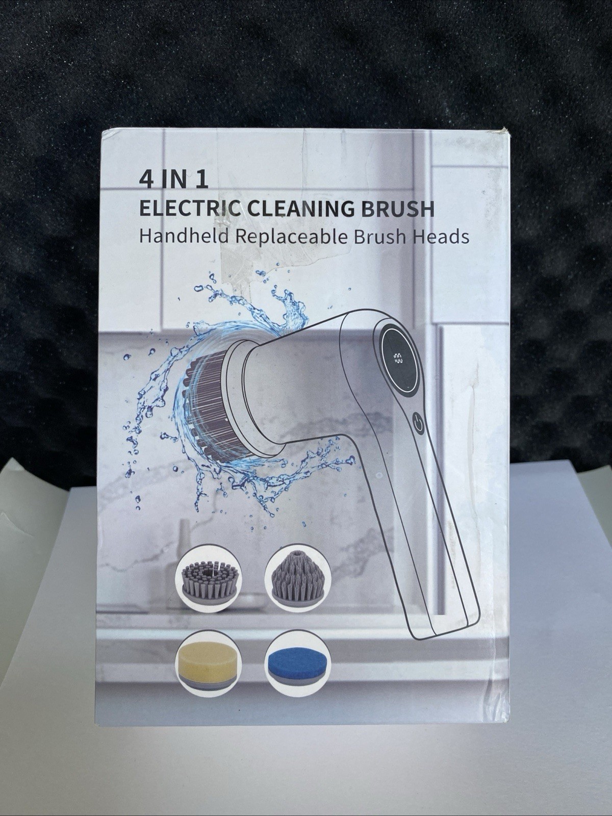Electric Spin Scrubber, Cordless Cleaning Brush with LED Display, 4 Replaceable,
