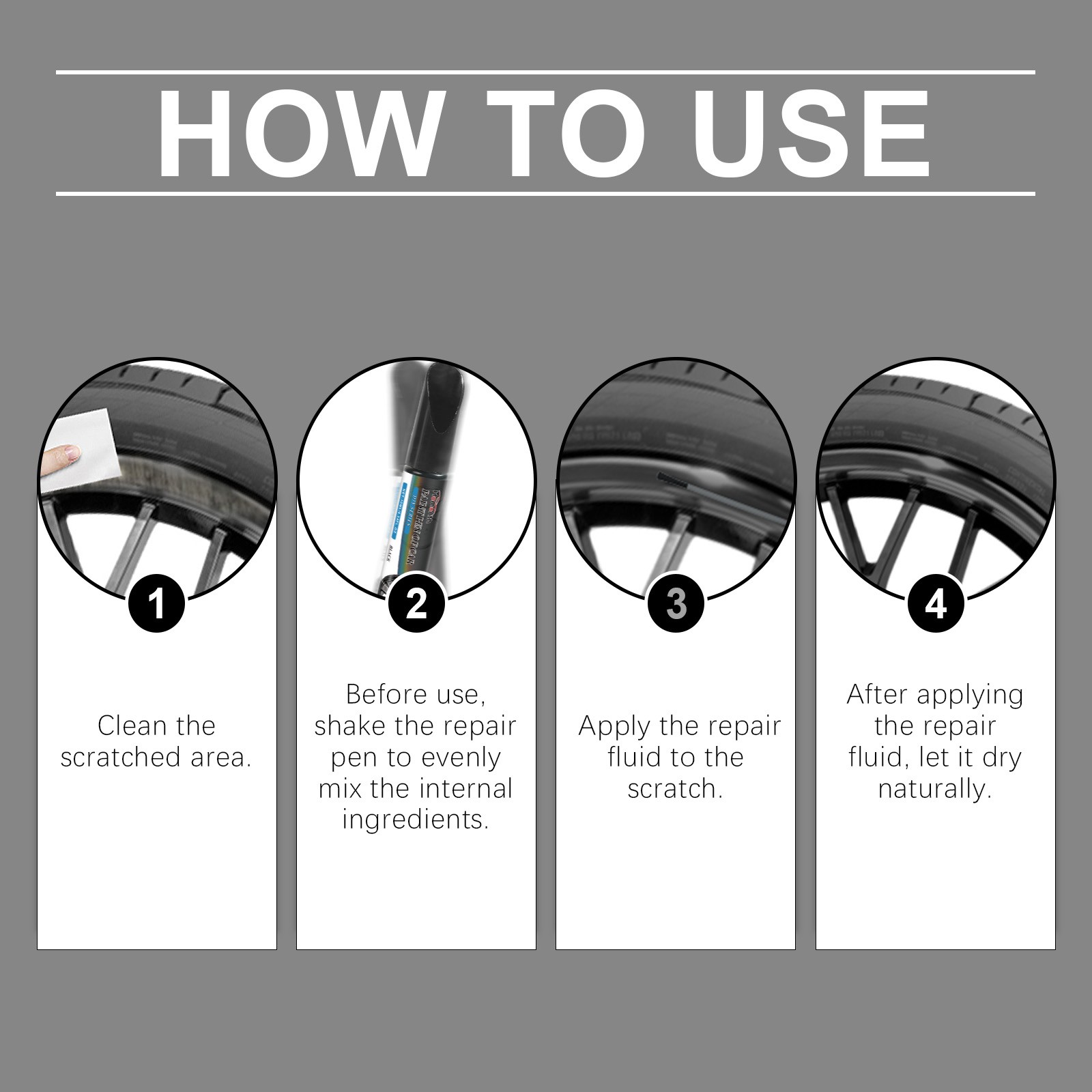 Black Wheel Scratch Repair Pen – Rim Touch Up Paint for Car Rust Protection
