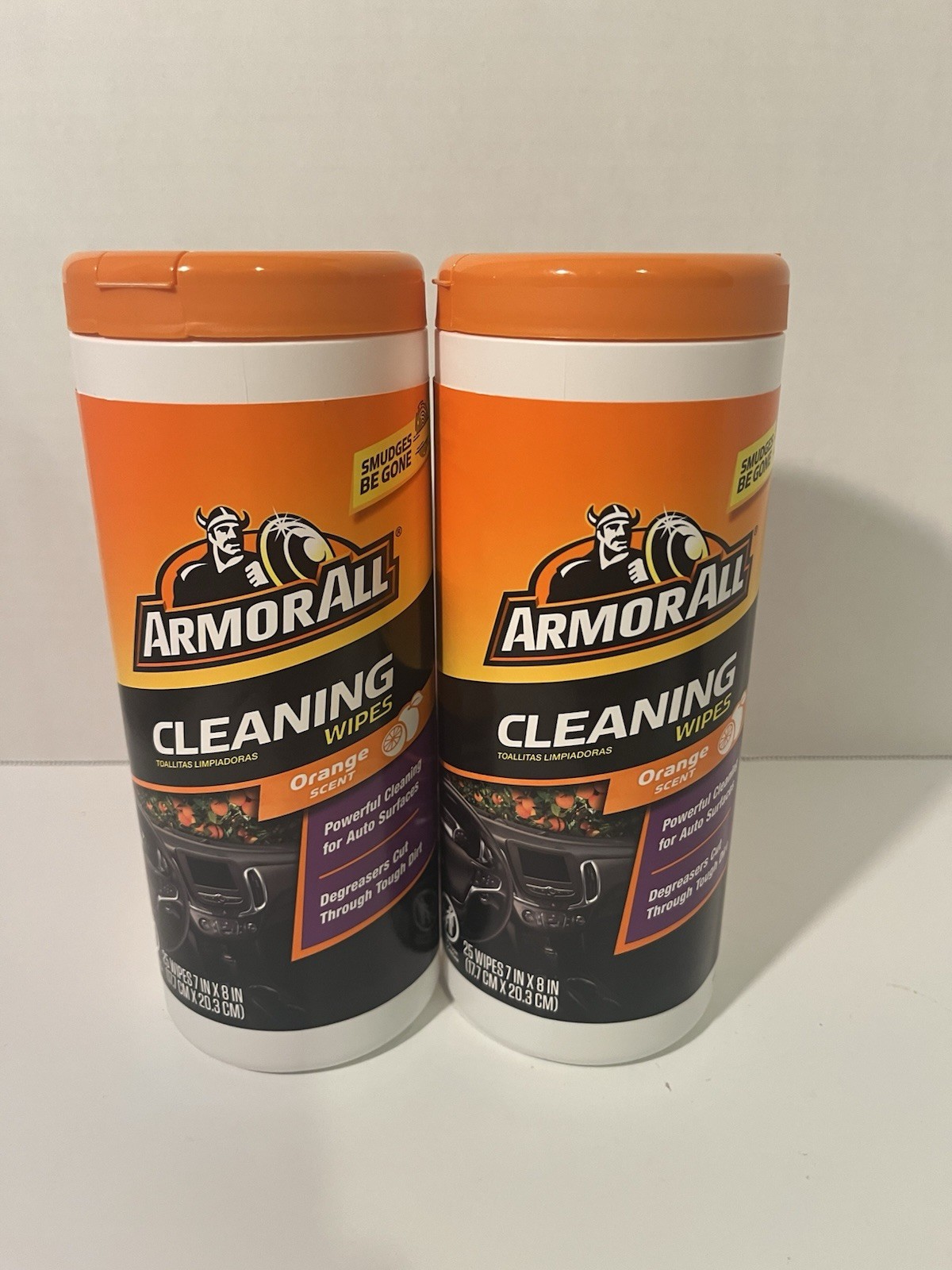 2 Armor All Cleaning Wipes 25 -Count Wipes Car Interior Cleaner Orange Scented