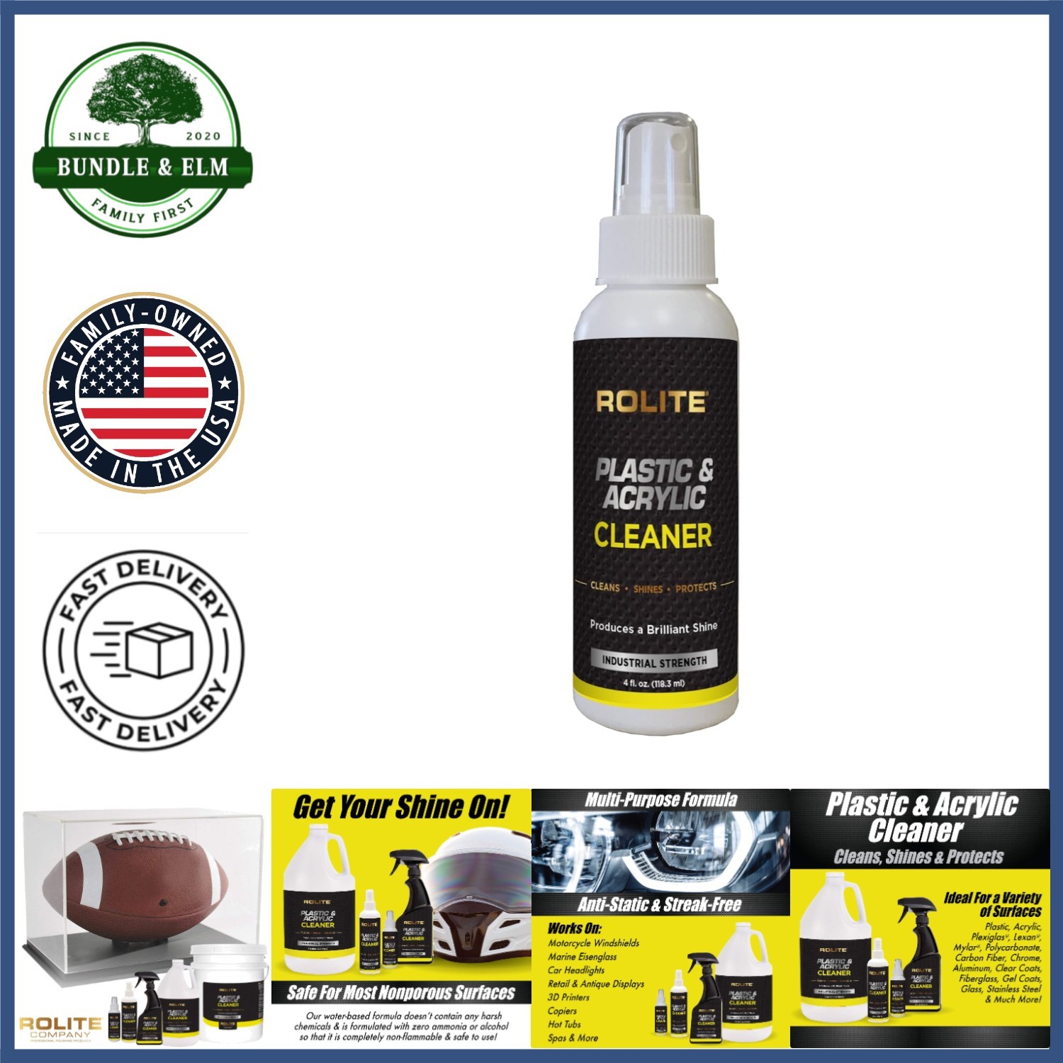 High Shine Acrylic Cleaner, Nonporous Surface Polish with Dust Repellent Formula
