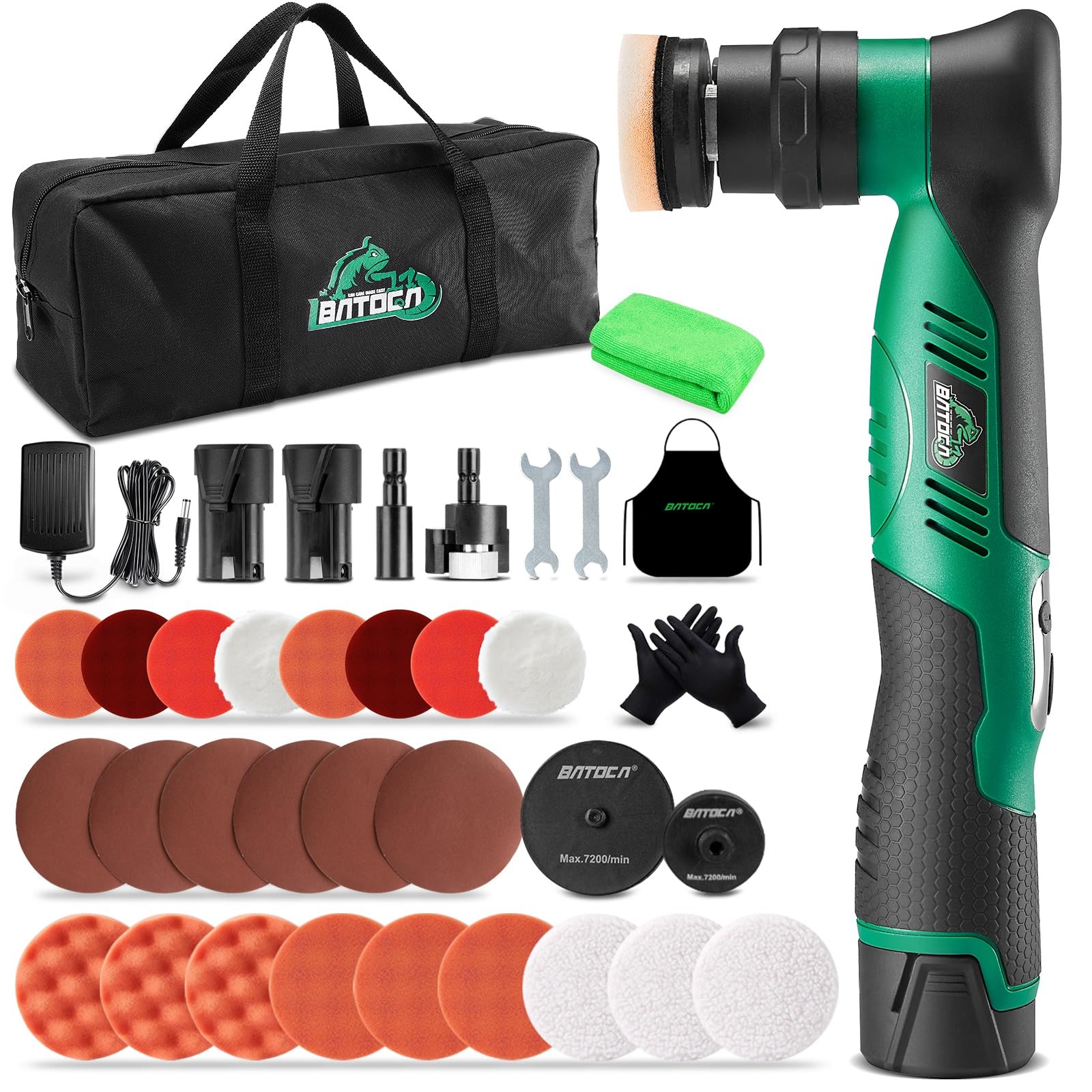 S5 Cordless Car Buffer Polisher Kit 1 Inch 3 Inch Dual Action & Rotary Polish…