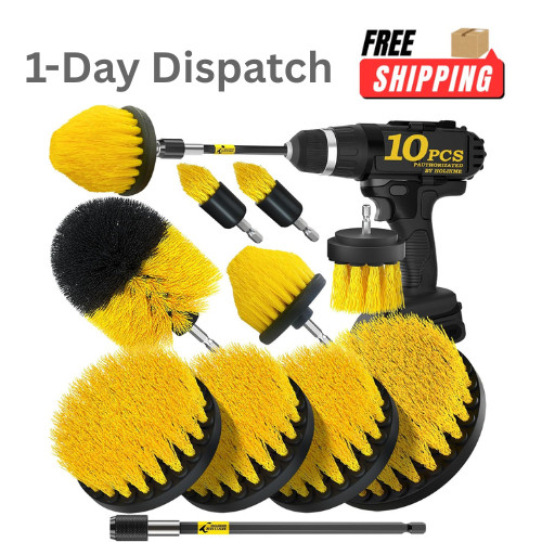 Holikme 10Pcs Drill Brush Attachments Set Power Scrubber with Extension Rod