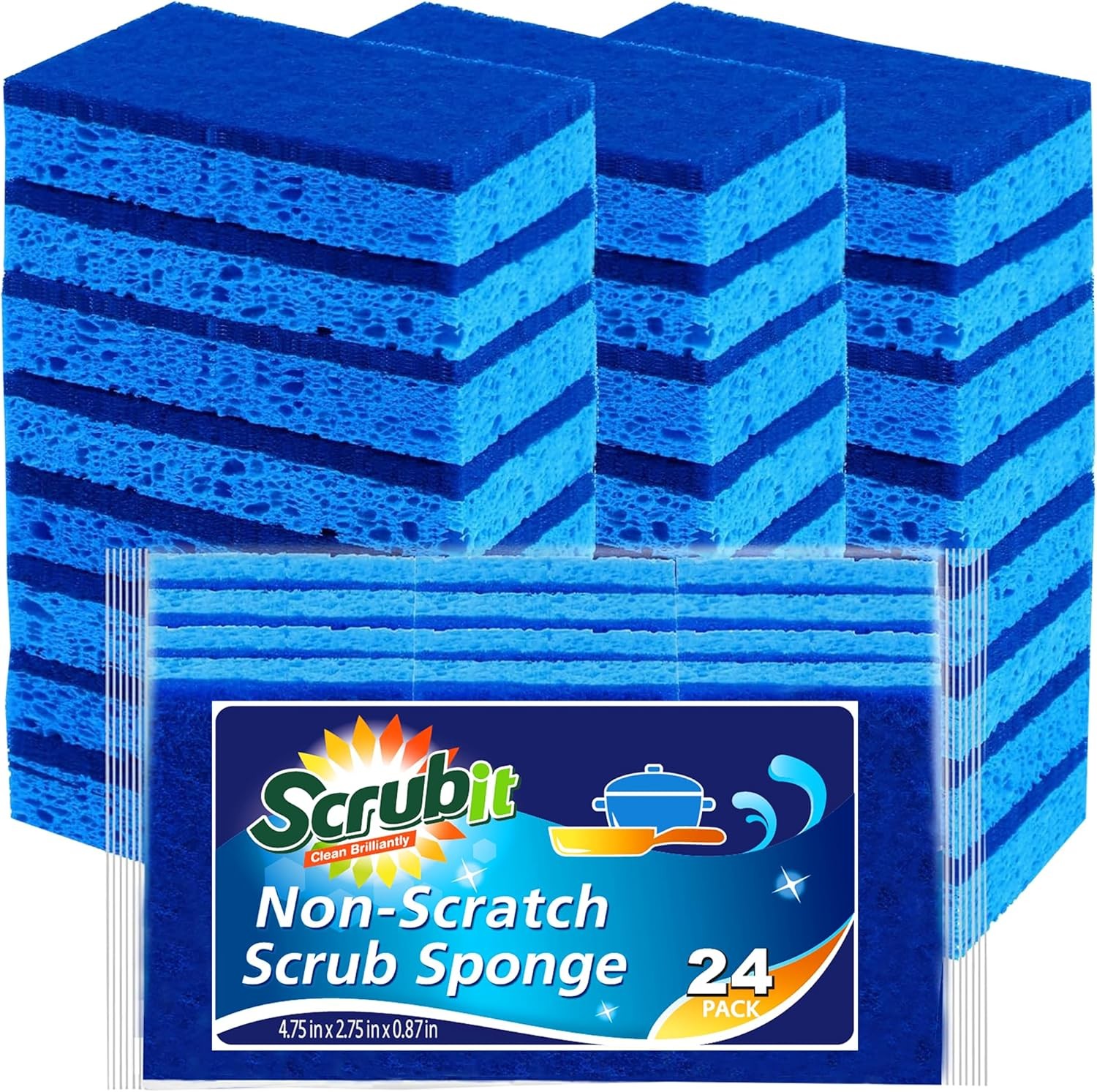 Scrubit Non-Scratch Cleaning Scrub Sponges- Scrubbing Dish Sponge Ideal for