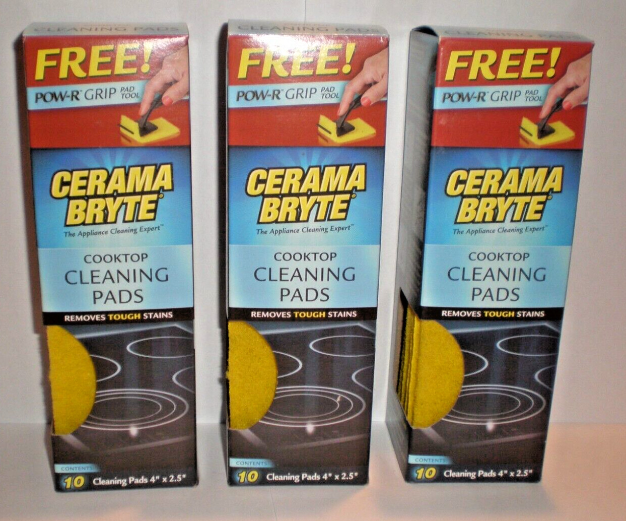CERAMA BRYTE COOKTOP CLEANING PADS 3 BOXES 10 IN EACH TOTAL OF 30