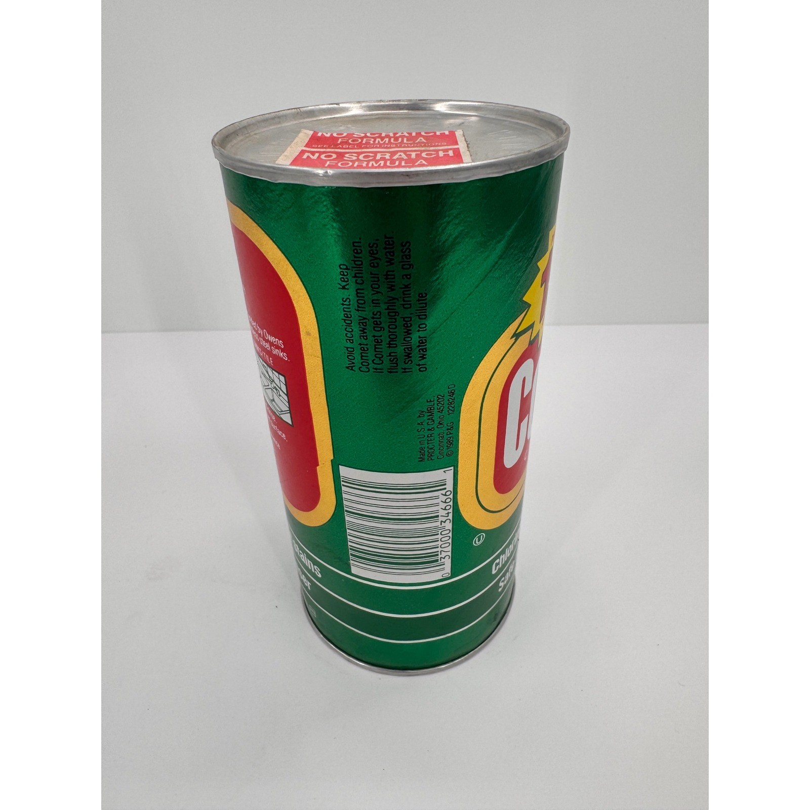 Vintage SEALED 1989 Comet Cleanser 14oz Canister Prop Kitchen Decor Green Can