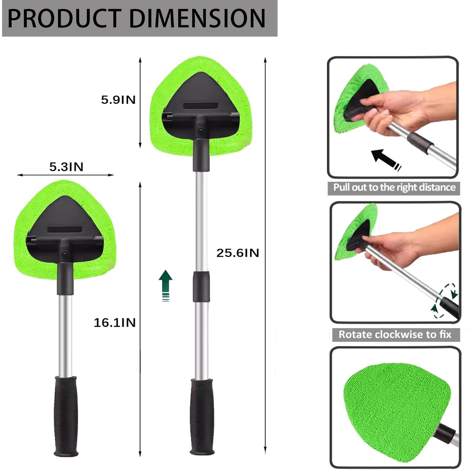 Car Windshield Cleaning Tools, Expandable Car Window Cleaner kit with 4 Reusa…
