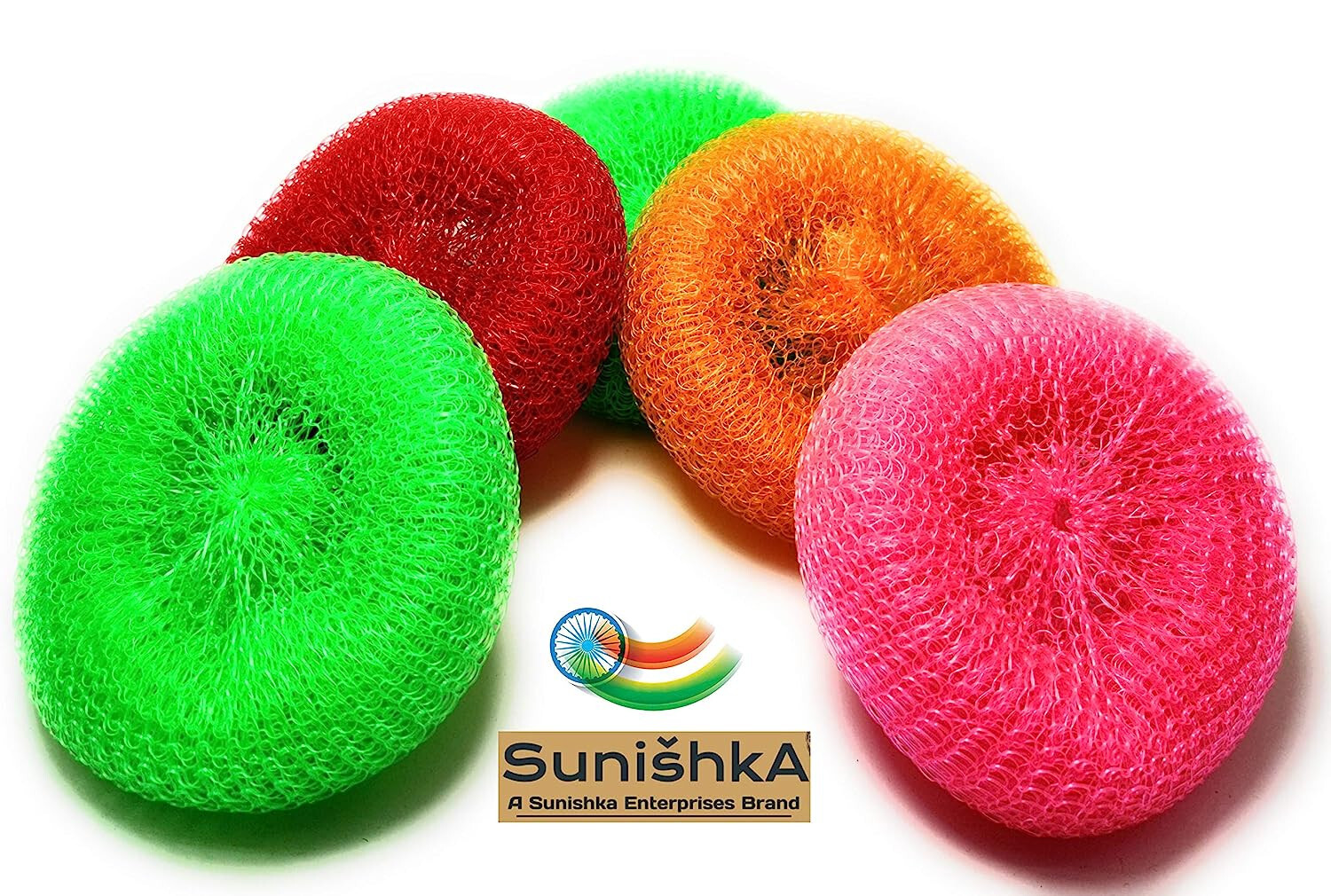 5X Plastic Round Nylon Scrubbers for Teflon pots & Pans – Cleans up Big Messes