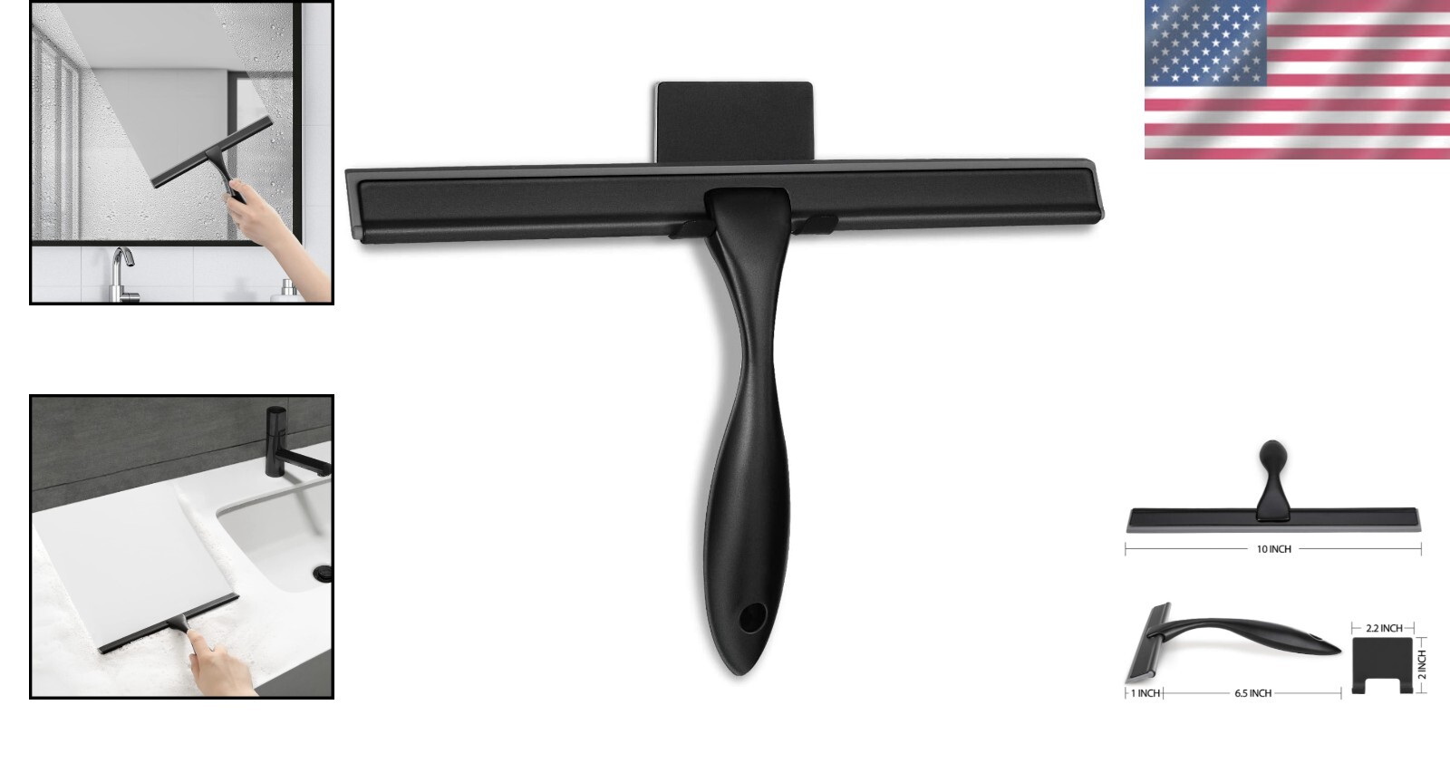 10-Inch All-Purpose Shower Squeegee, Modern Stainless Steel – Streak-Free Shine