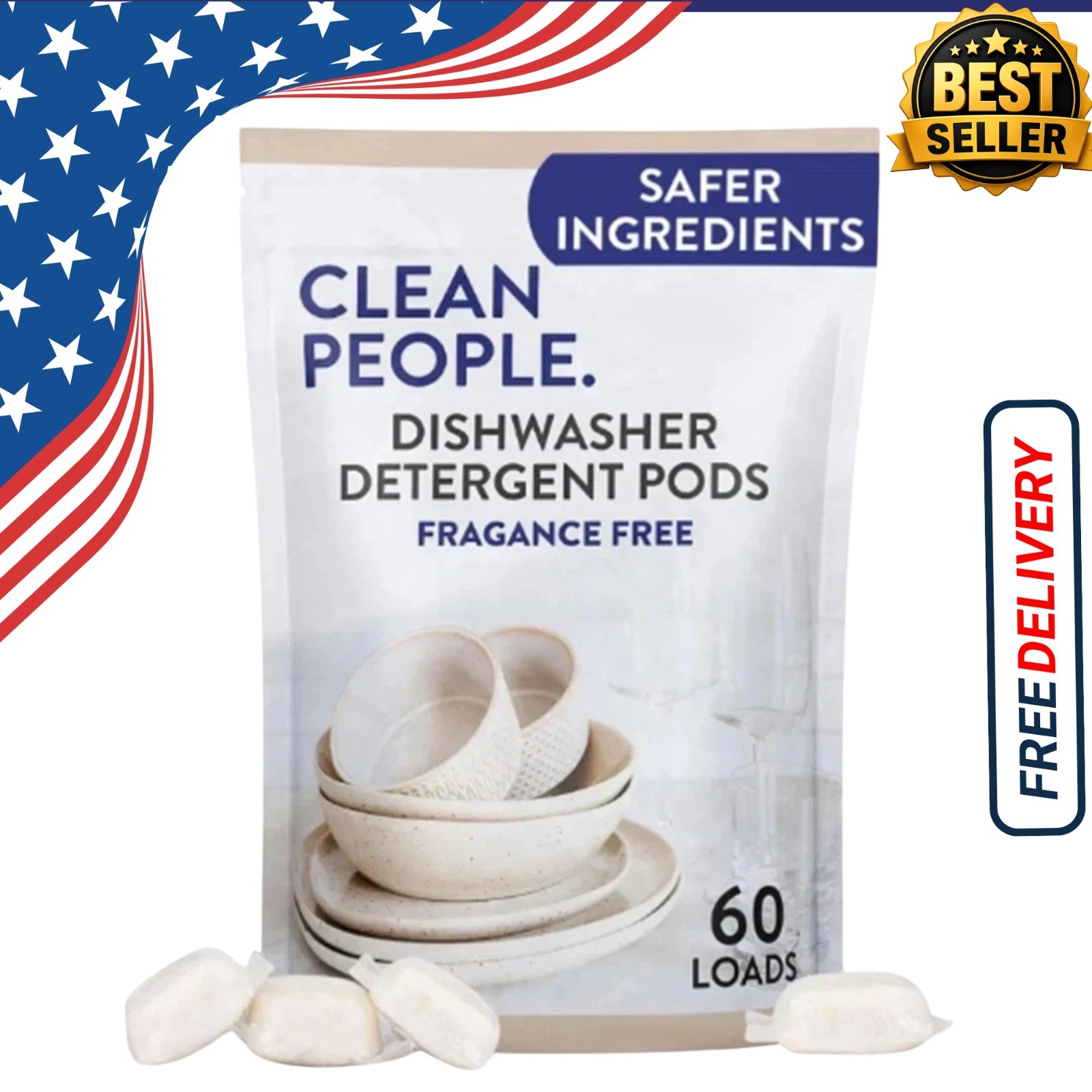 The Clean People Dishwasher Pods – Cuts Grease & Rinses Sparkling Clean – Residu