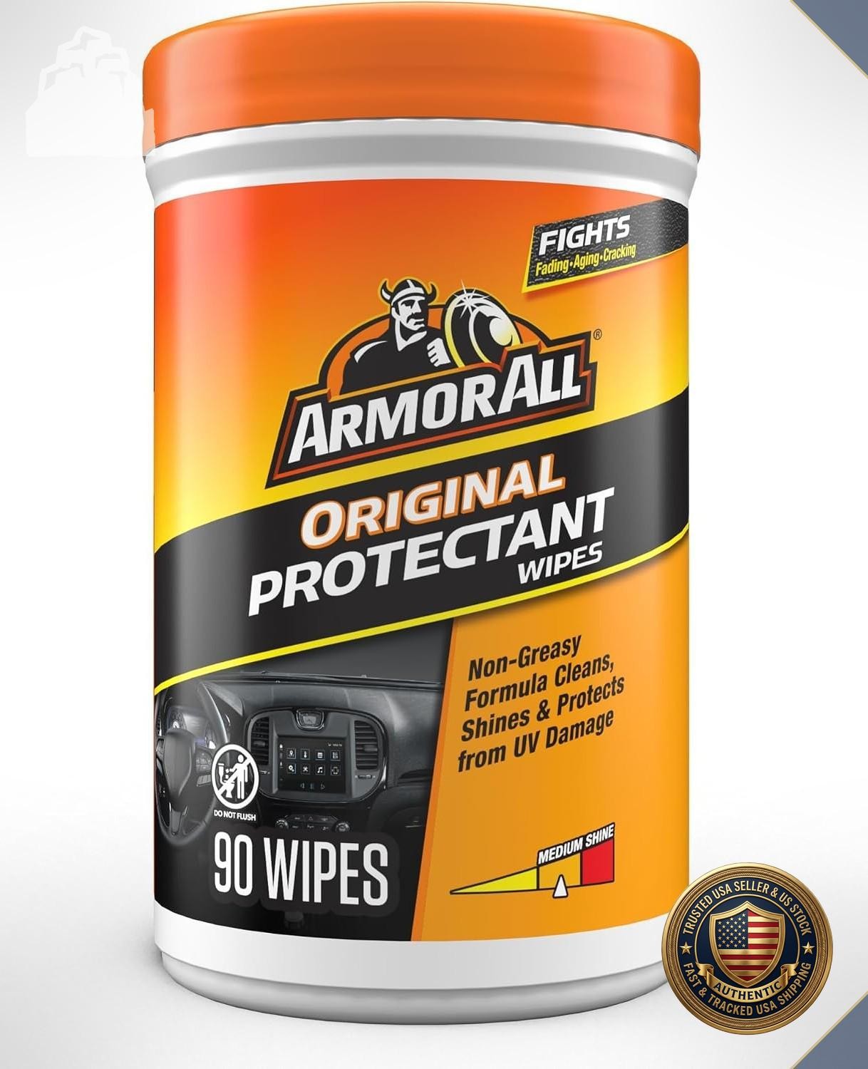 Car Interior Protectant Wipes 90 Count UV Protection Vinyl Rubber Plastic