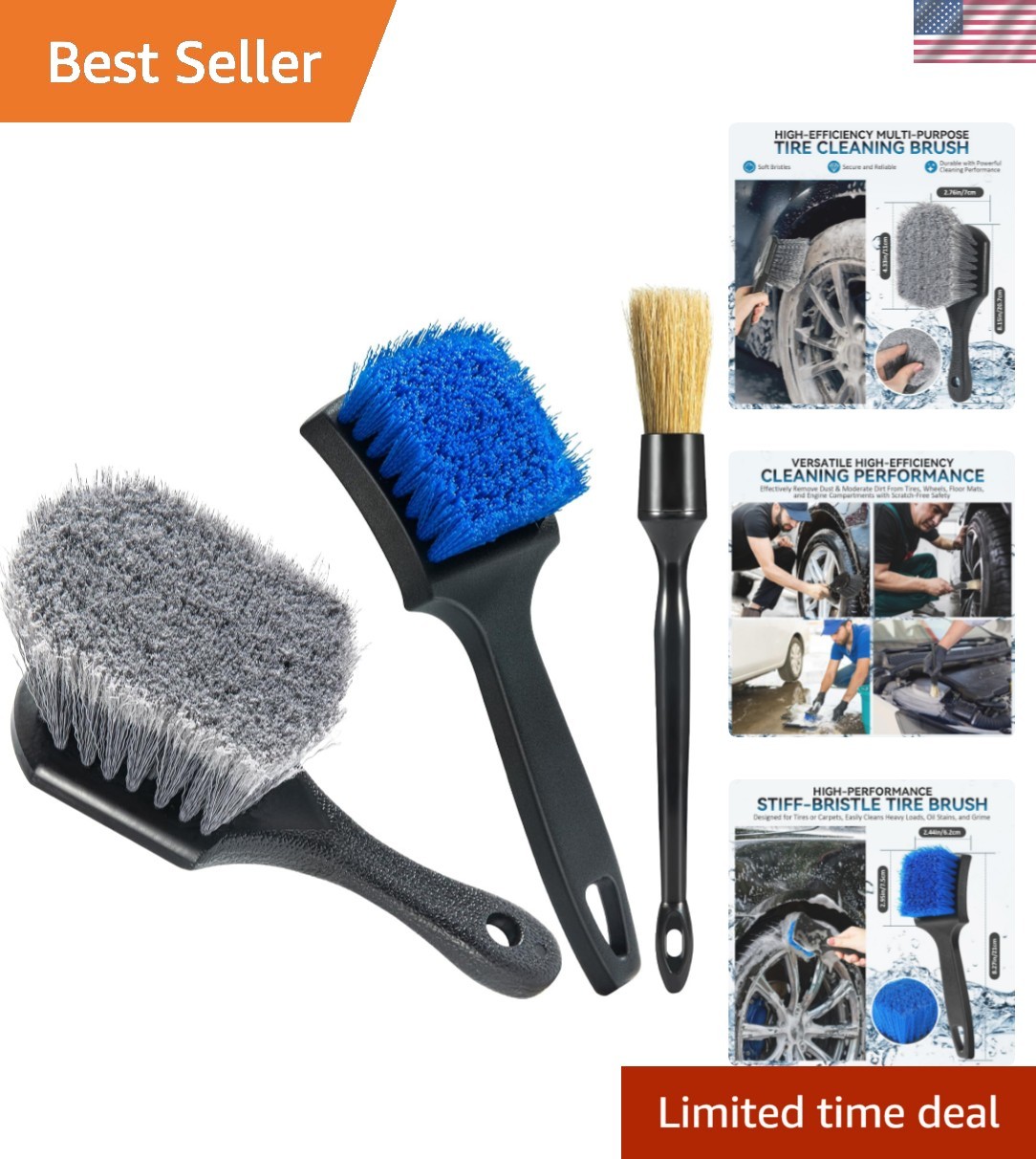 Tire Brushes for Cleaning Tires, Car Wheel Brushes for Cleaning Wheels, Rim C…