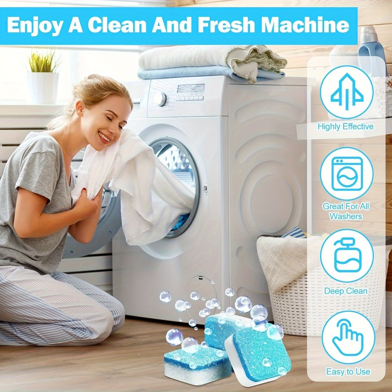 Qyqost Washing Machine Cleaner, Deodorizer, & Descaler 24-Pack – 1 Year Supply