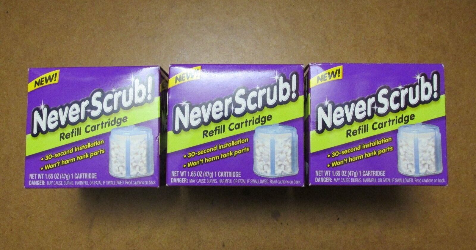 (3) Kaboom Never Scrub Refill Cartridges Toilet Cleaner