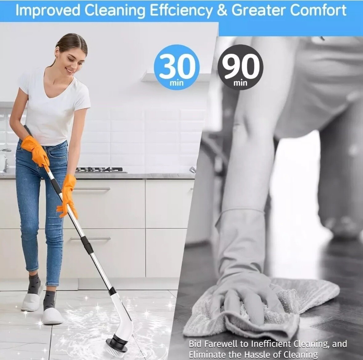 7 IN 1 Electric Spin Scrubber Cordless Power Cleaning Brush Rechargeable Cleaner