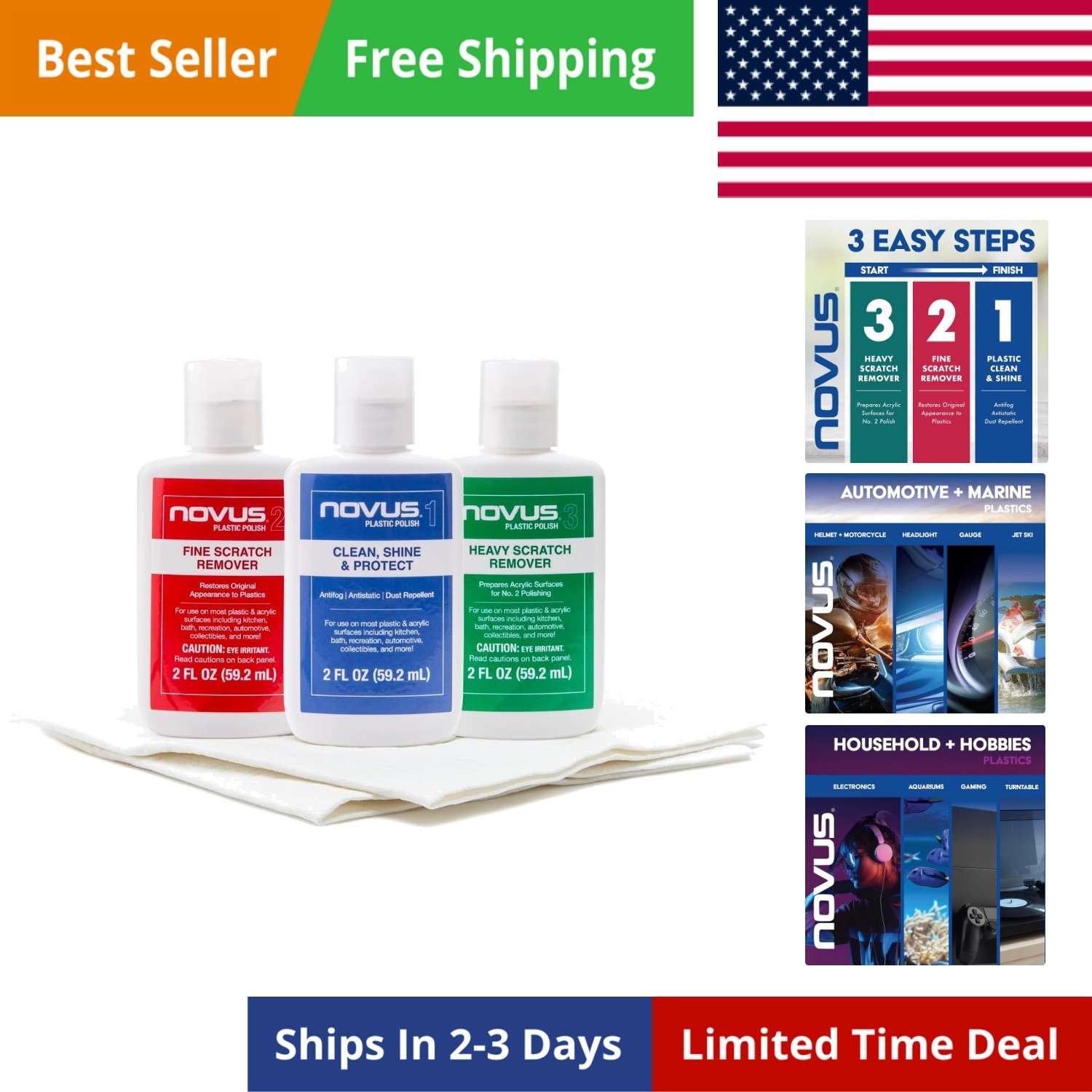 PK1-2 Plastic Clean & Shine Fine Scratch Remover Heavy Scratch Remover and Po…