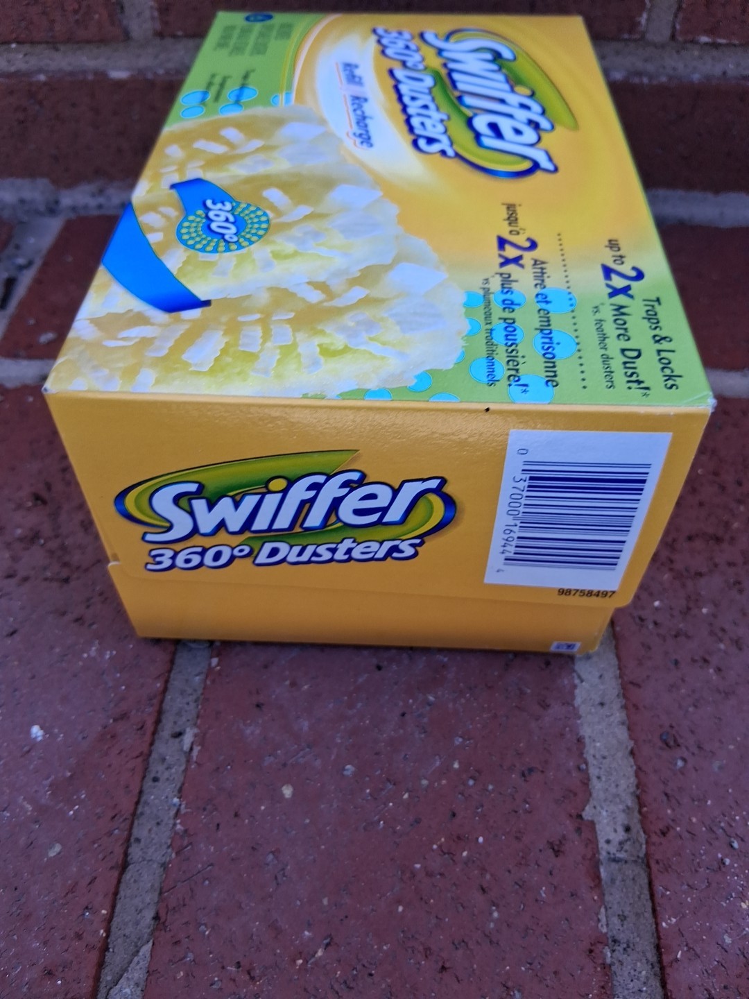 6 Refills Swiffer 360 Dusters 2-Sided Trap + Lock Yellow/White New Strips NOS