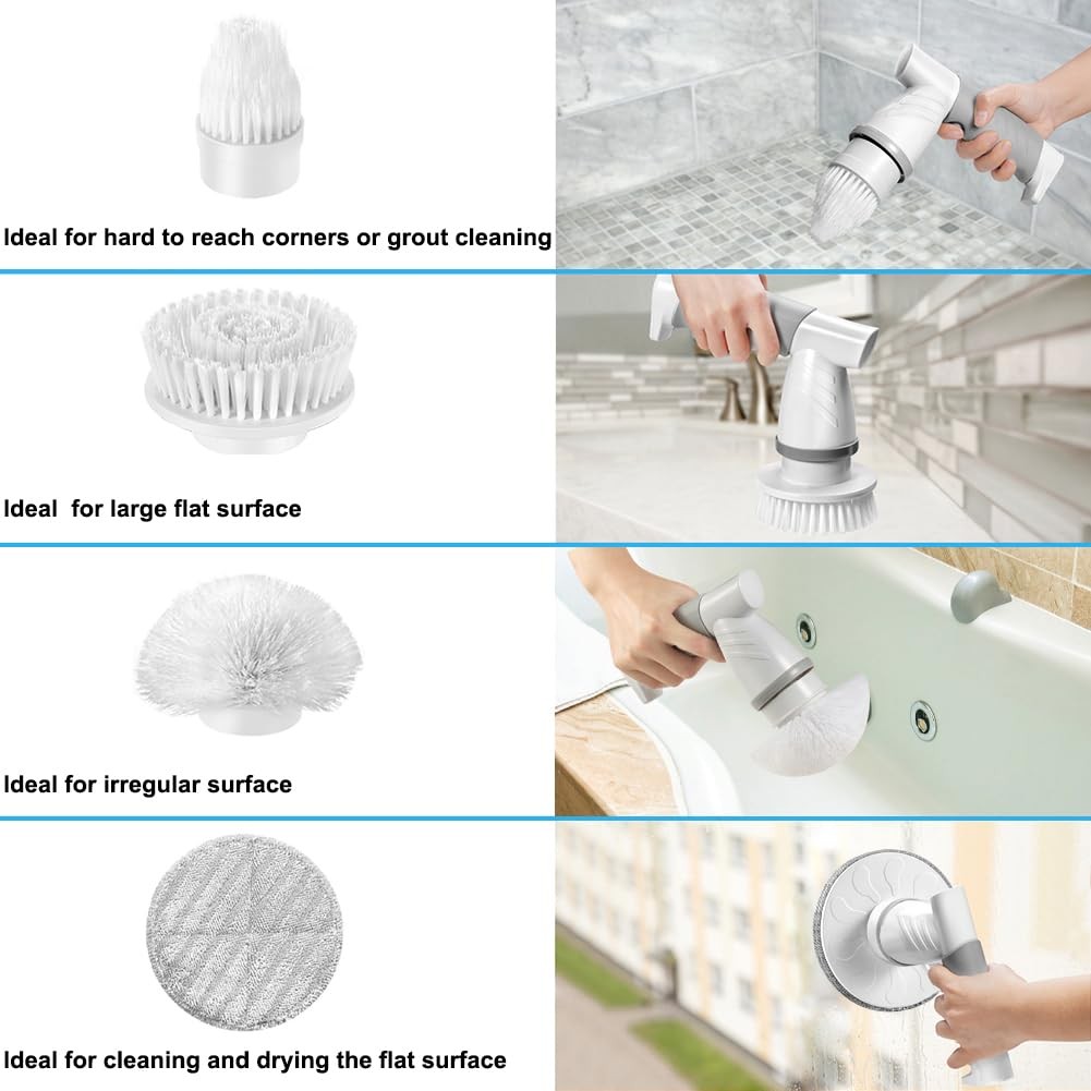 Electric Spin Scrubber, Bathroom Cleaning Brush Shower Scrubber Portable Rech…