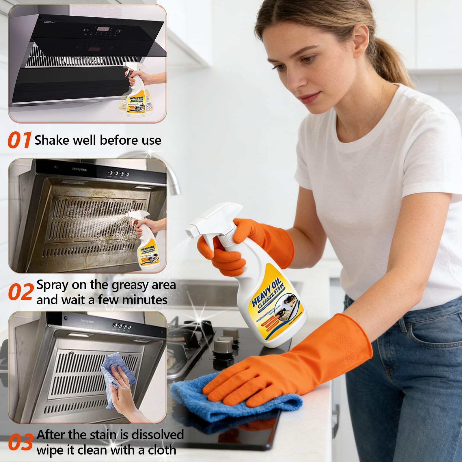 Kitchen Heavy Oil Cleaner Stain, Heavy Oil Stain Cleaner Kitchen, 300ml Multi…
