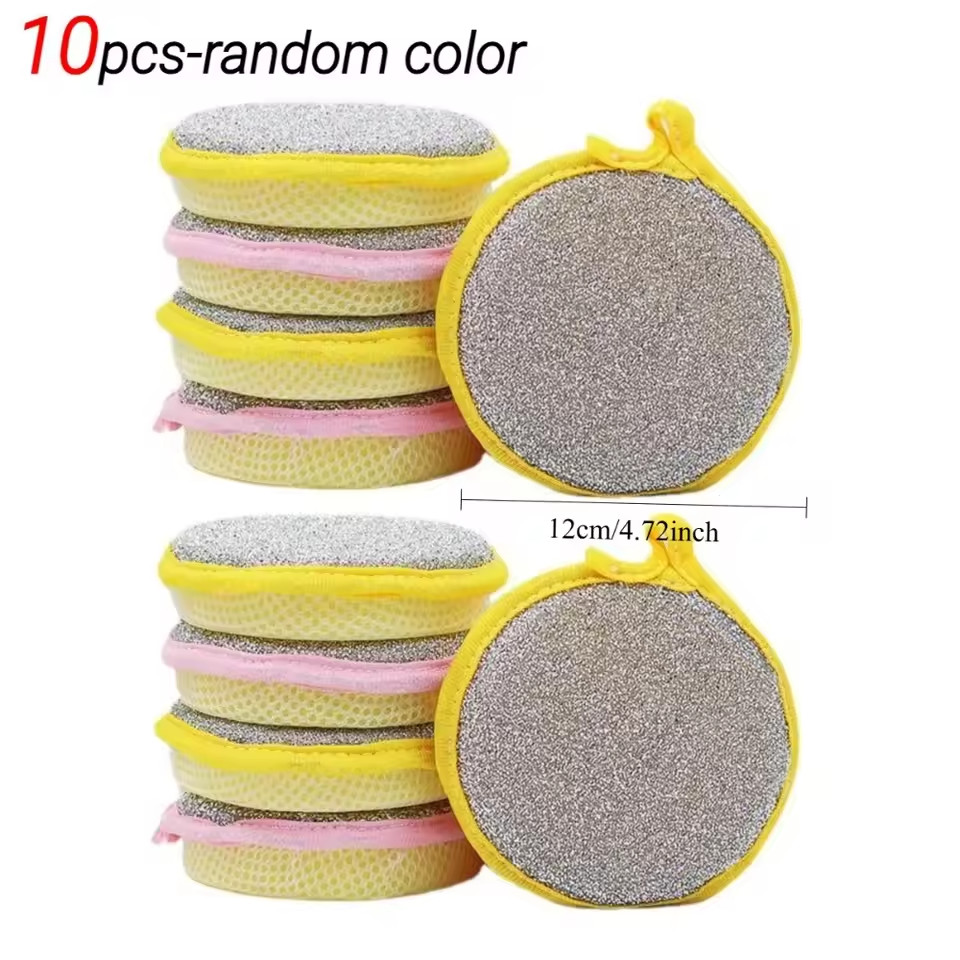 10 pcs Double-Sided Scouring Pads Dish Pan Washing Sponge Kitchen Cleaning Tool