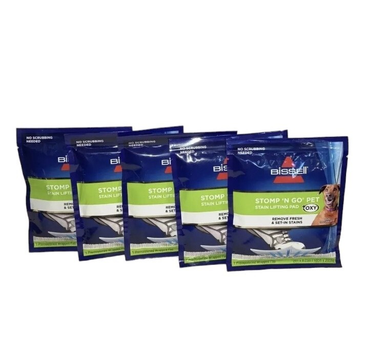 Bissell Stomp ‘n Go Pet Stain Lifting Pad+ OXY 5 Pack New! Sealed!