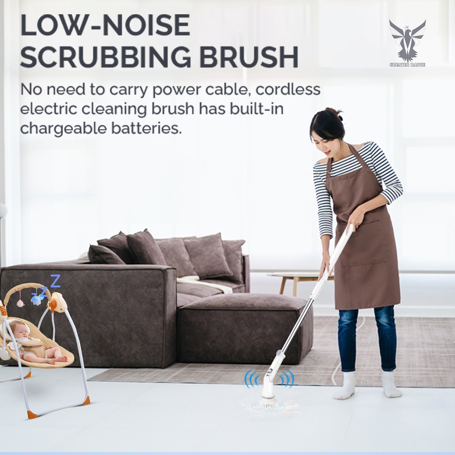 Cordless Floor Replaceable Shower Cleaning Brush Electric Spin Scrubber