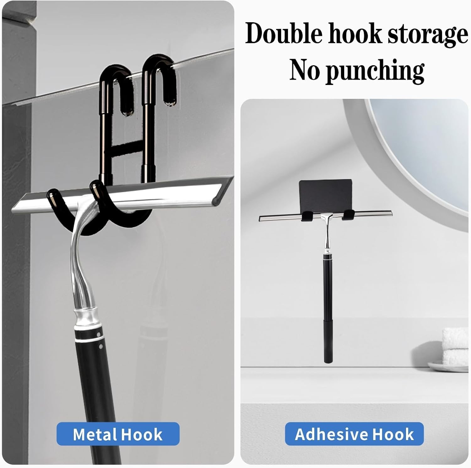 17.3″-60″ Extendable Shower Squeegee with Long Handle – Metal Window Squeegee…