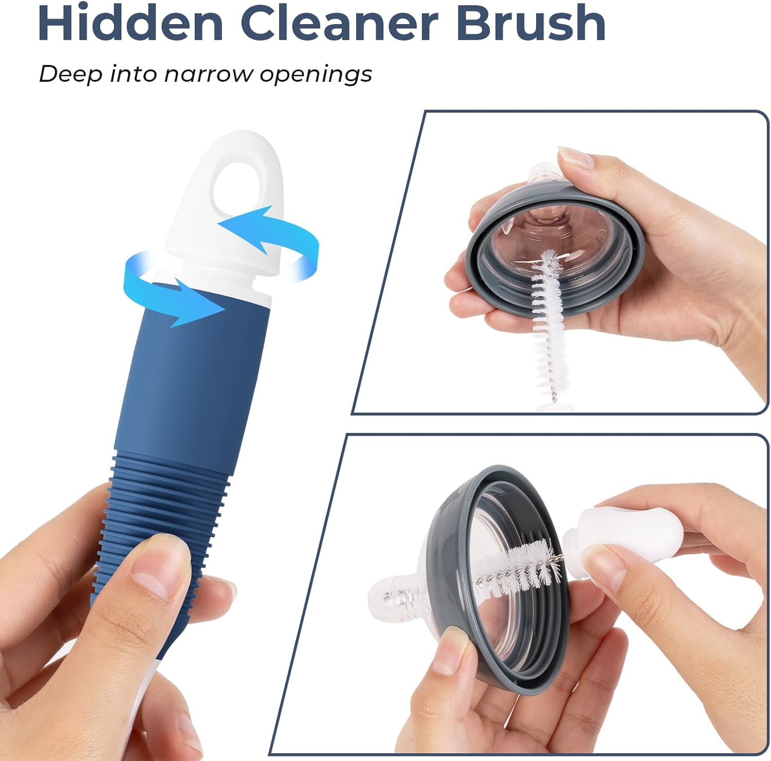 Bottle Brush Cleaner, Long Flexible Handle Bottle Brush Scrub for Water Bottles,