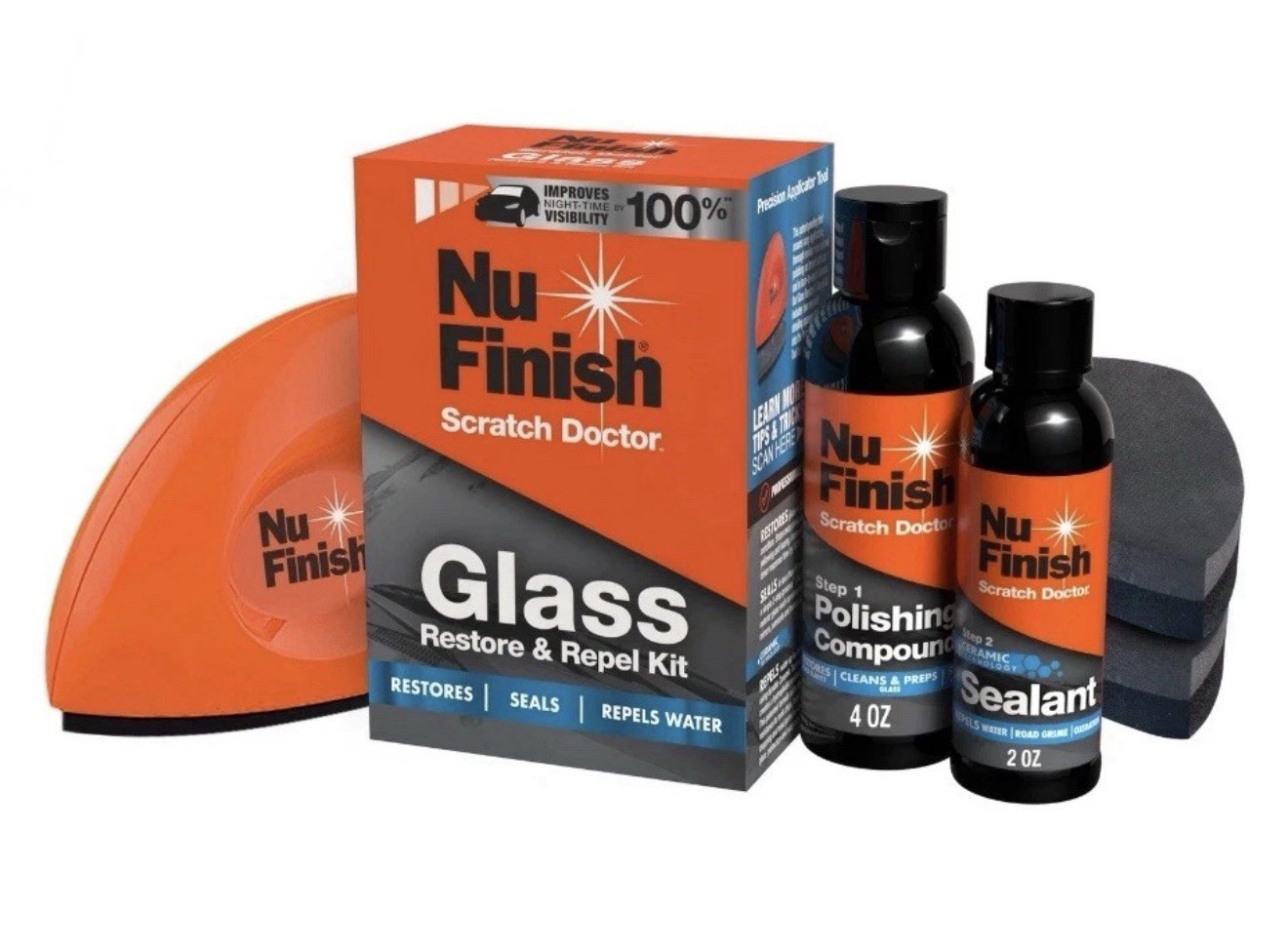 Nu Finish Glass Restore & Repel Kit for Car Windshield, Polishing & Sealant NEW*