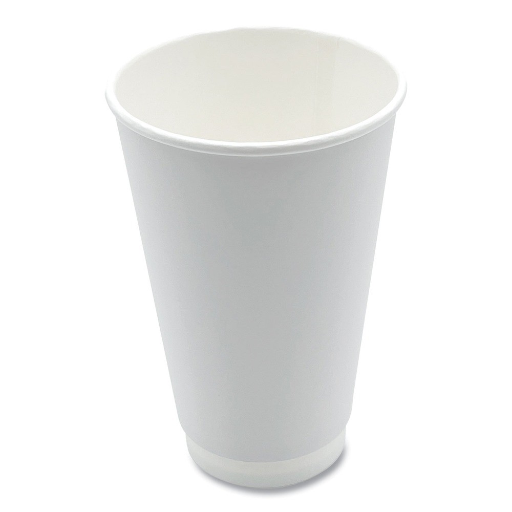 Boardwalk DW16HCUP 16 oz Double-Walled Paper Hot Cups – White (500/Carton) New