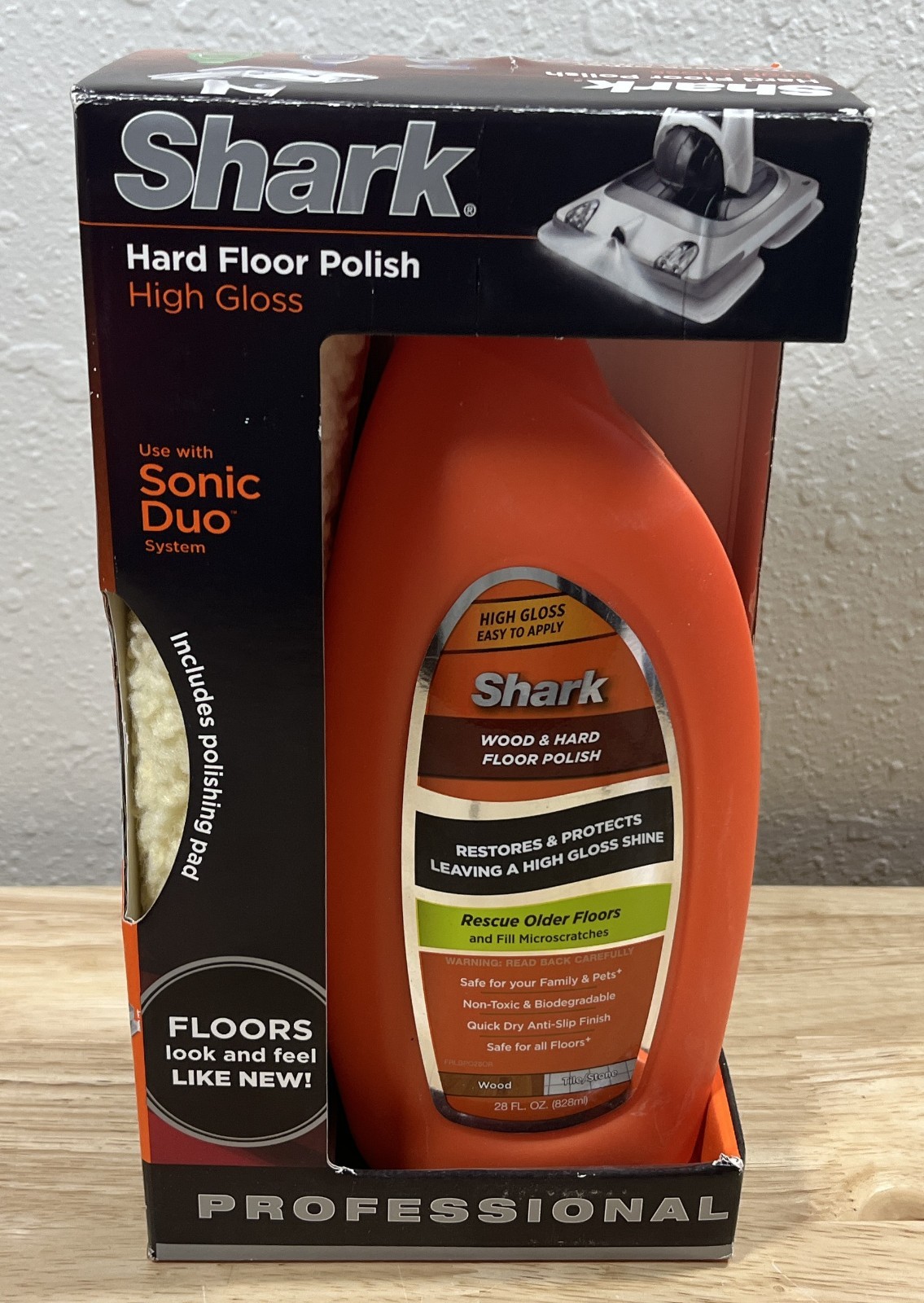 Shark Professional Wood & Hard Floor Polish – Sonic Duo – 28 Oz With Pad