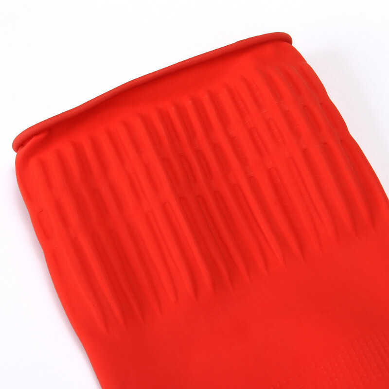 Household Kitchen Dishwashing Extended Rubber Red Waterproof Heavy Duty Gloves