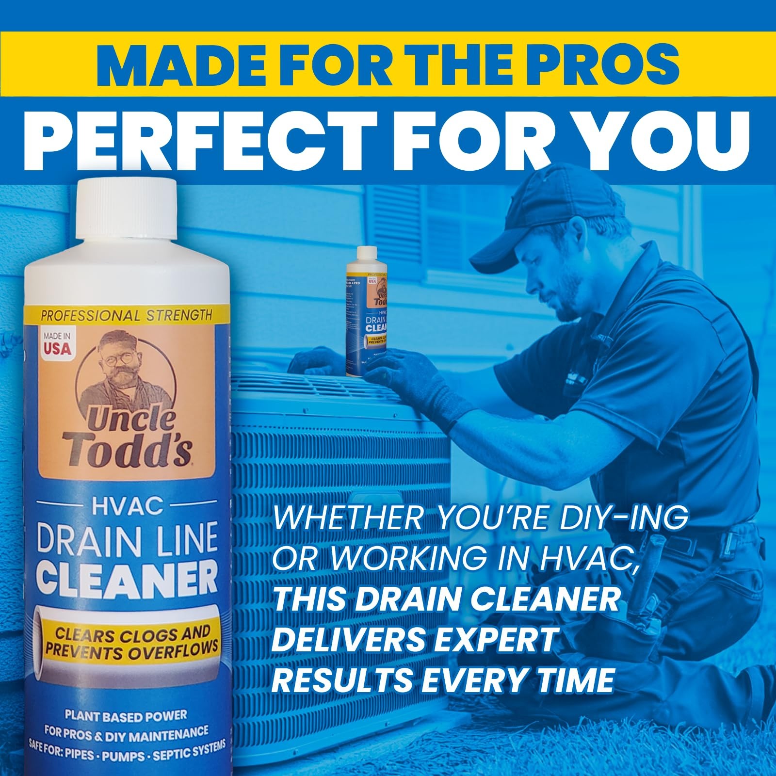 HVAC Drain Line Cleaner – 16oz / 8 Months Supply Bleach-Free, Fast-Acting, Lo…