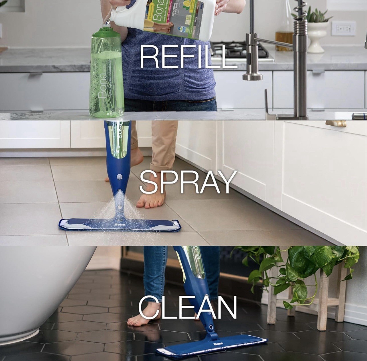 Bona Floor Cleaner Refill 128oz Citrus Scentedfor Tile Laminate Vinyl Stone Safe