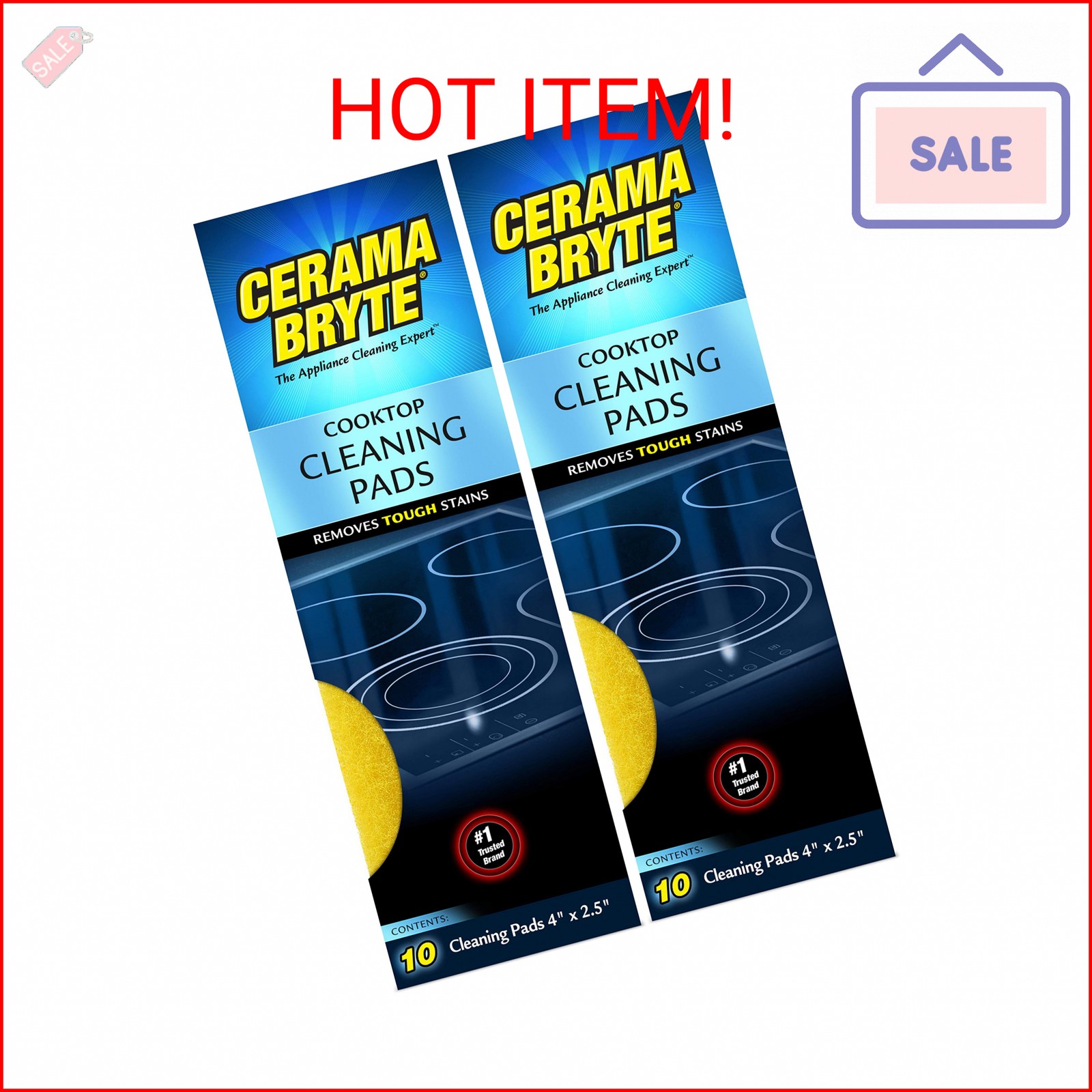 Cerama Bryte Cooktop Cleaning Pads, 10-Count 2 Pack