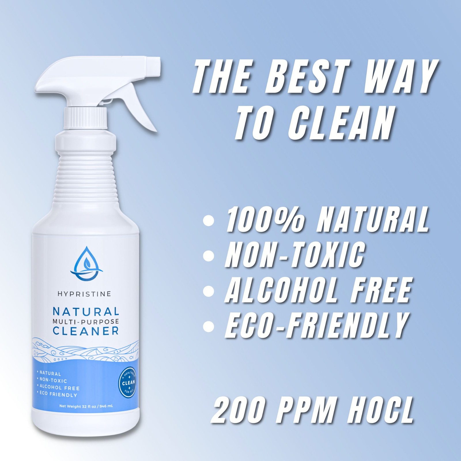 Hypristine Natural Multipurpose Surface Cleaner, 32oz Spray & 2 1 Gallon Bottles