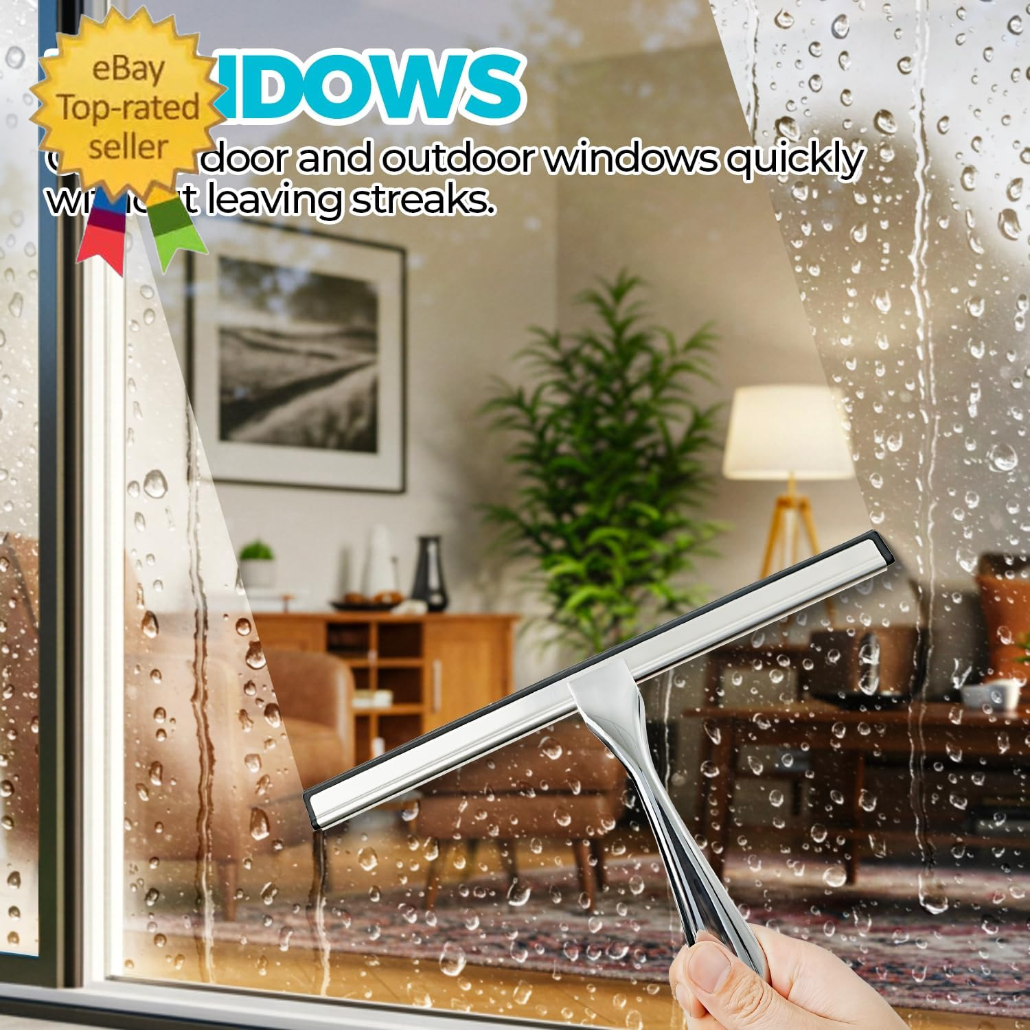 12-Inch All-Purpose Shower Squeegee for Shower Doors, Tile Shower Walls, Bathroo