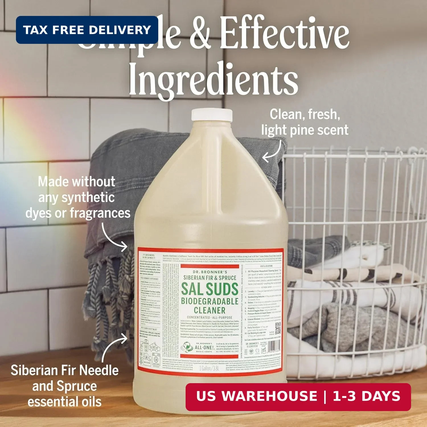 Dr. Bronner’s Sal Suds Biodegradable Cleaner (Fir & Spruce, 1 Gallon) – All-Purp
