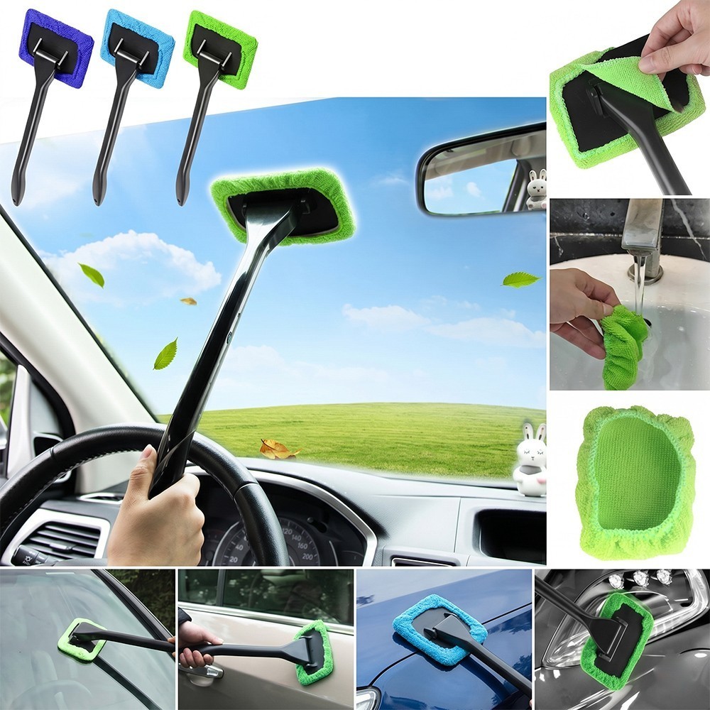 Car Glass Cleaning Brush 3 Pack Microfiber Windshield Cleaner Streak Free Tool