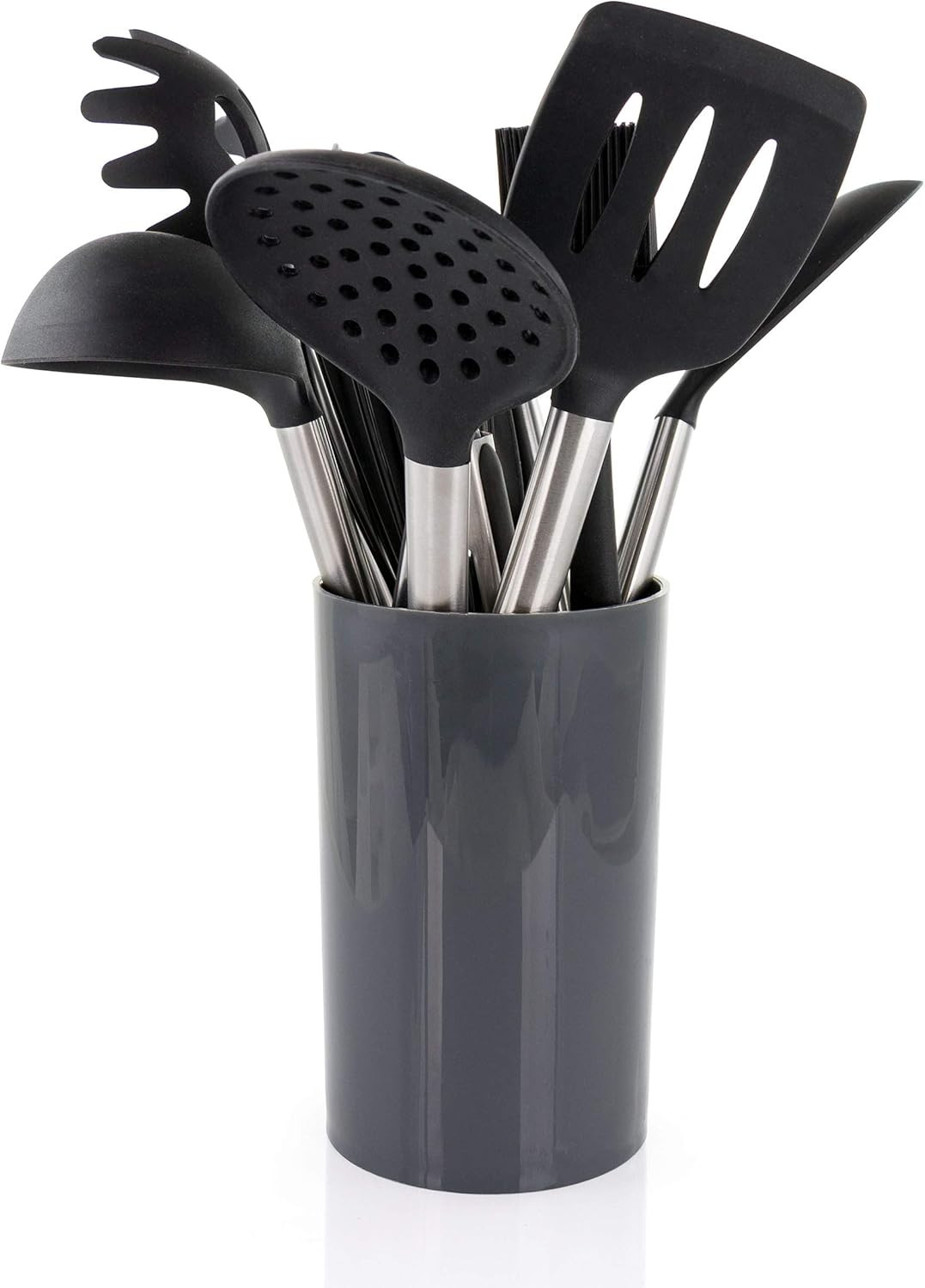 Tool Black Utensil Set, 14 Piece, Gray and Stainless Steel
