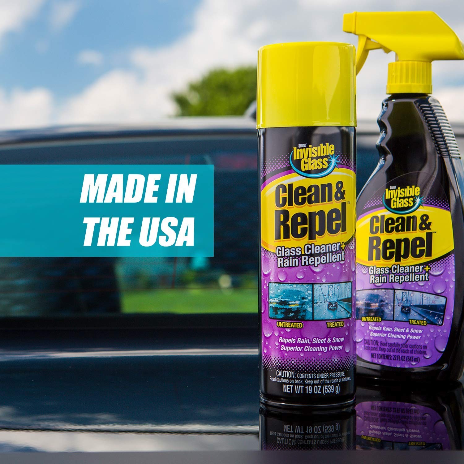 91184 Clean & Repel – Aerosol Glass Cleaner and Rain Repellent, Cleans Exteri…