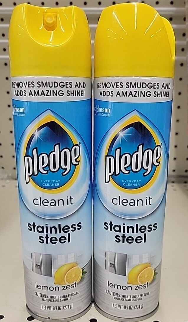Pledge Clean It Stainless Steel Everyday Spray Cleaner Lemon Zest Shine 2 Pack