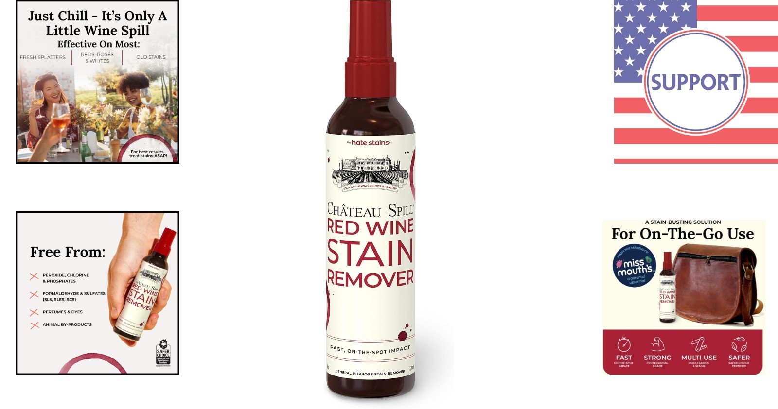 EPA Certified Fast-Acting Red Wine Stain Remover – 4 Fl Oz Portable Spray