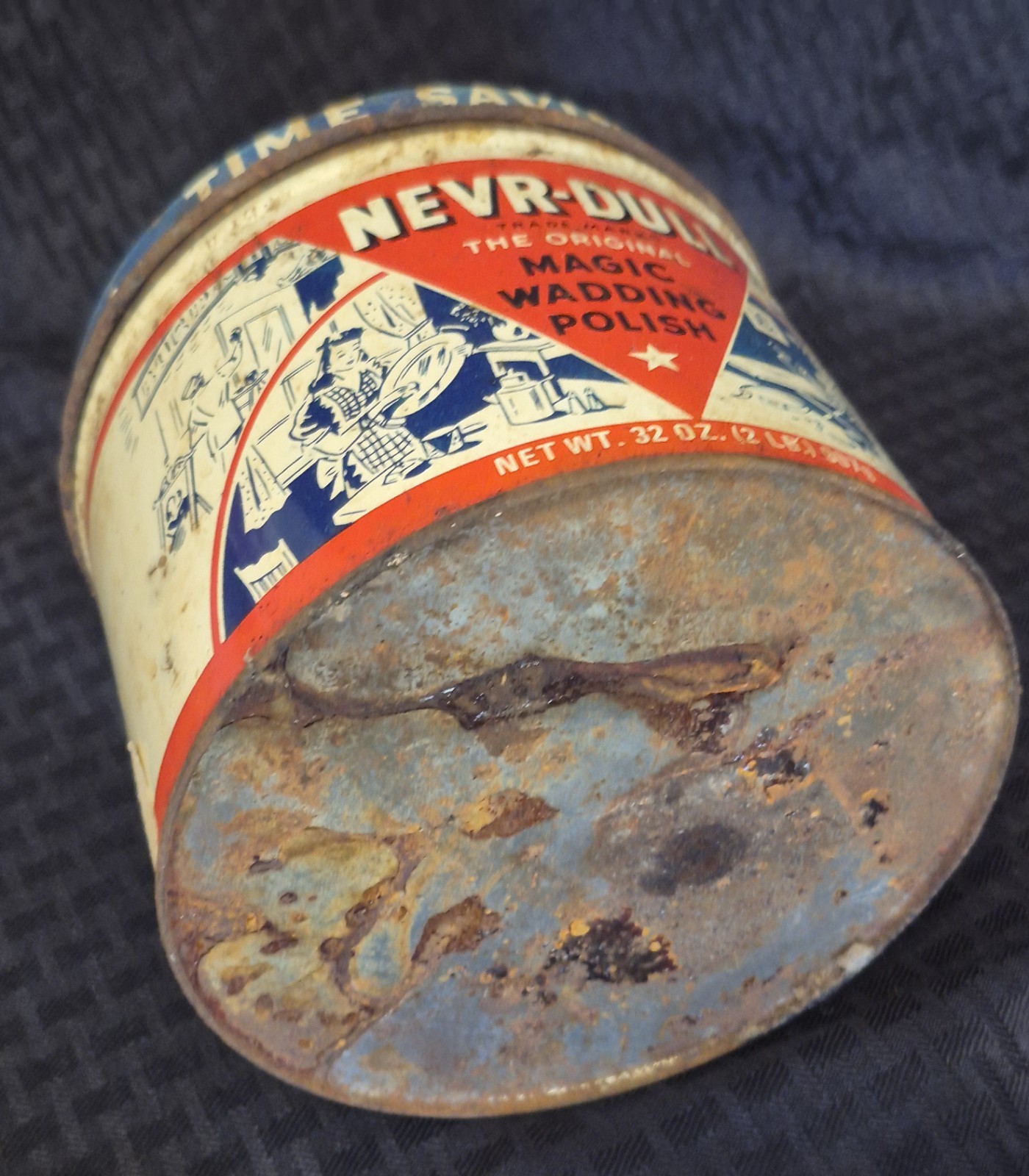 NEVR-DULL Magic Wadding Polish Metal Cleaner Rust Remover Vintage 32 oz Rustic