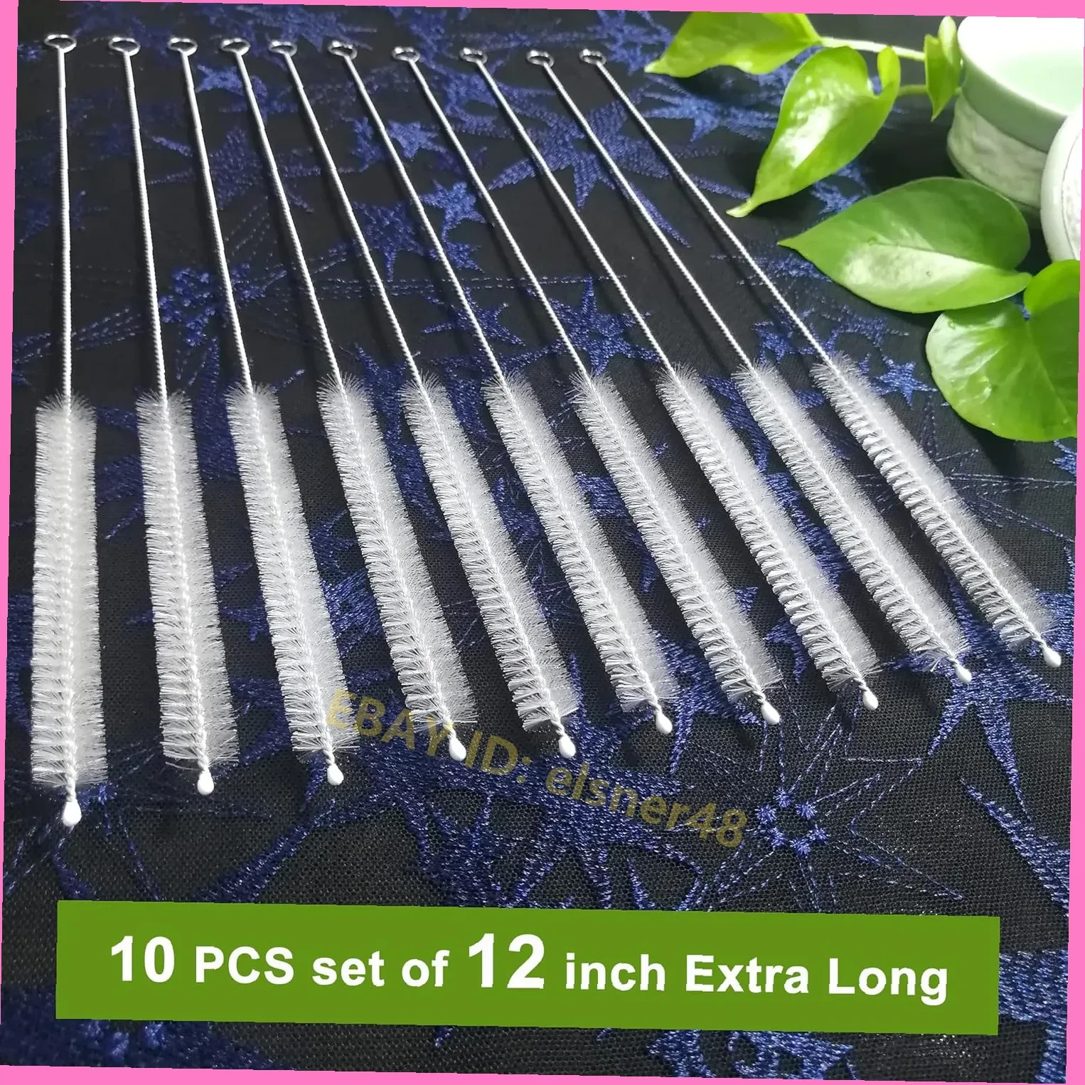 12IN STRAW CLEANER BRUSH SET 10PK EXTRA WIDE 12MM LONG FOR BOTTLE CUP TUBE