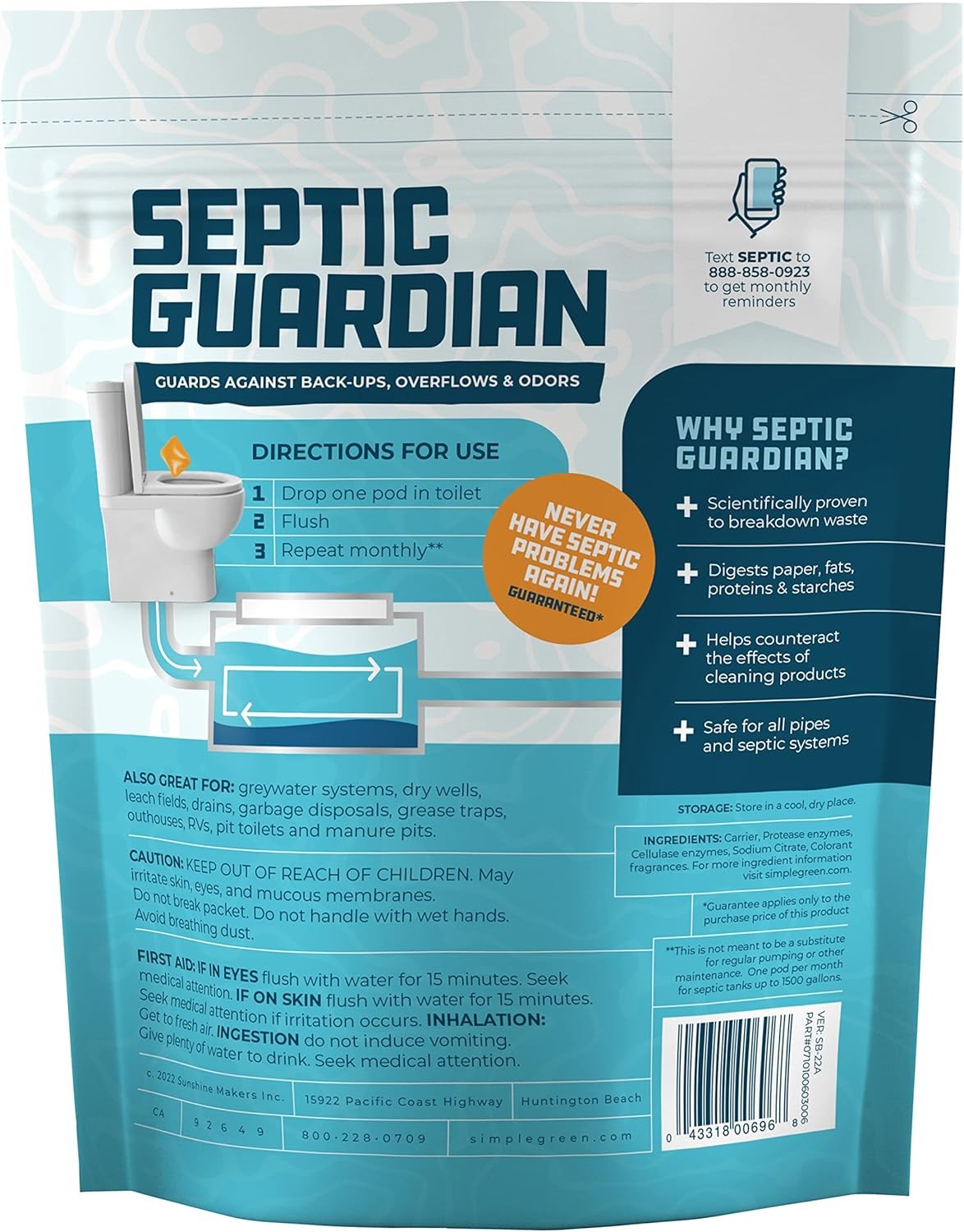 Simple Green Septic Guardian Monthly Septic Tank Treatment Pods – 6 Month Supply