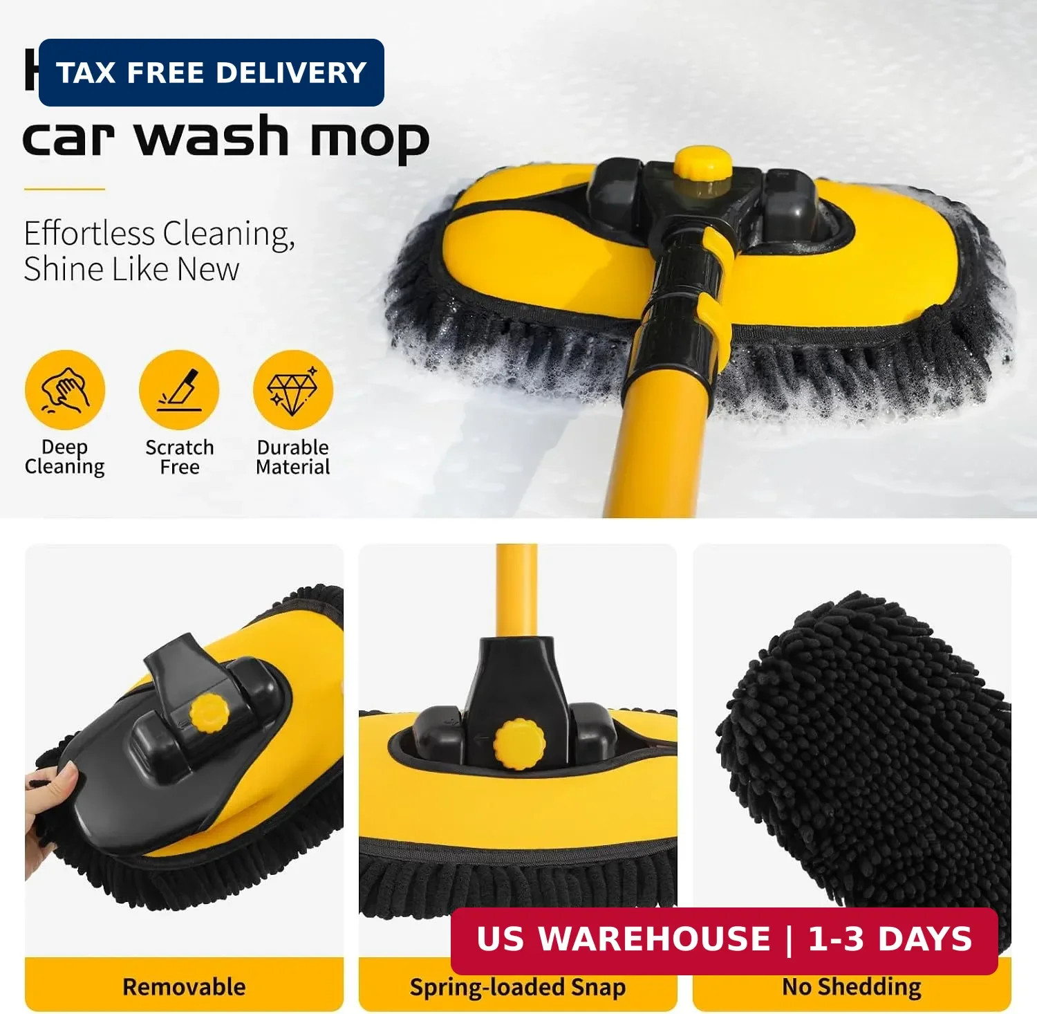 Car Wash Brush with Long Handle – 15°Curved Car Brushes for Washing Exterior, Mi