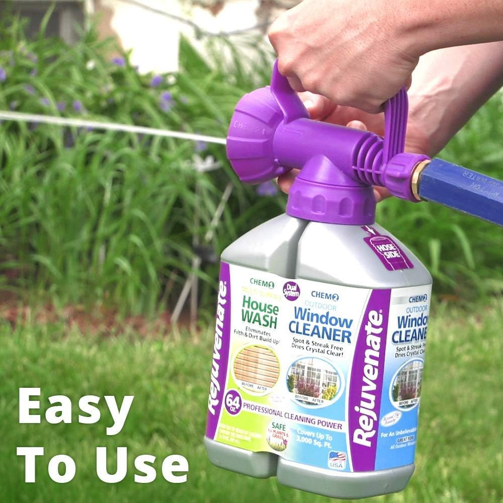 Dual System Outdoor Window Cleaner & House Siding Cleaner with Hose-End Attachme