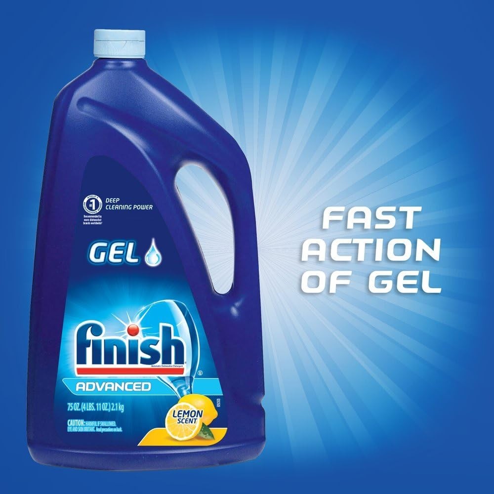 Finish Dishwasher Detergent Gel Liquid, Lemon Scent | 75oz | Pack of 2