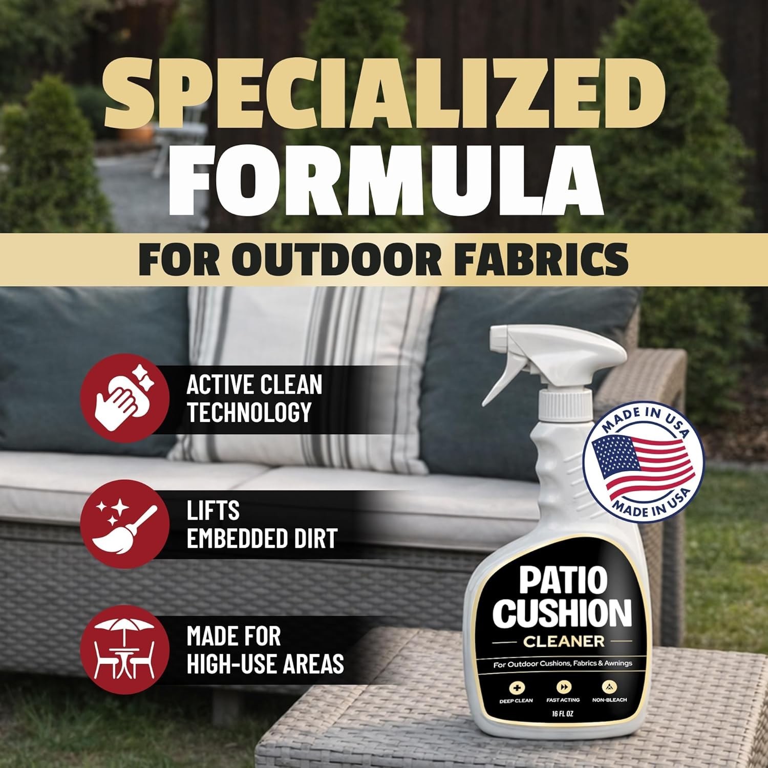 Patio Cushion Cleaner Outdoor Fabric Cleaner – Deep Cleans Dirt, Grime & Weat…